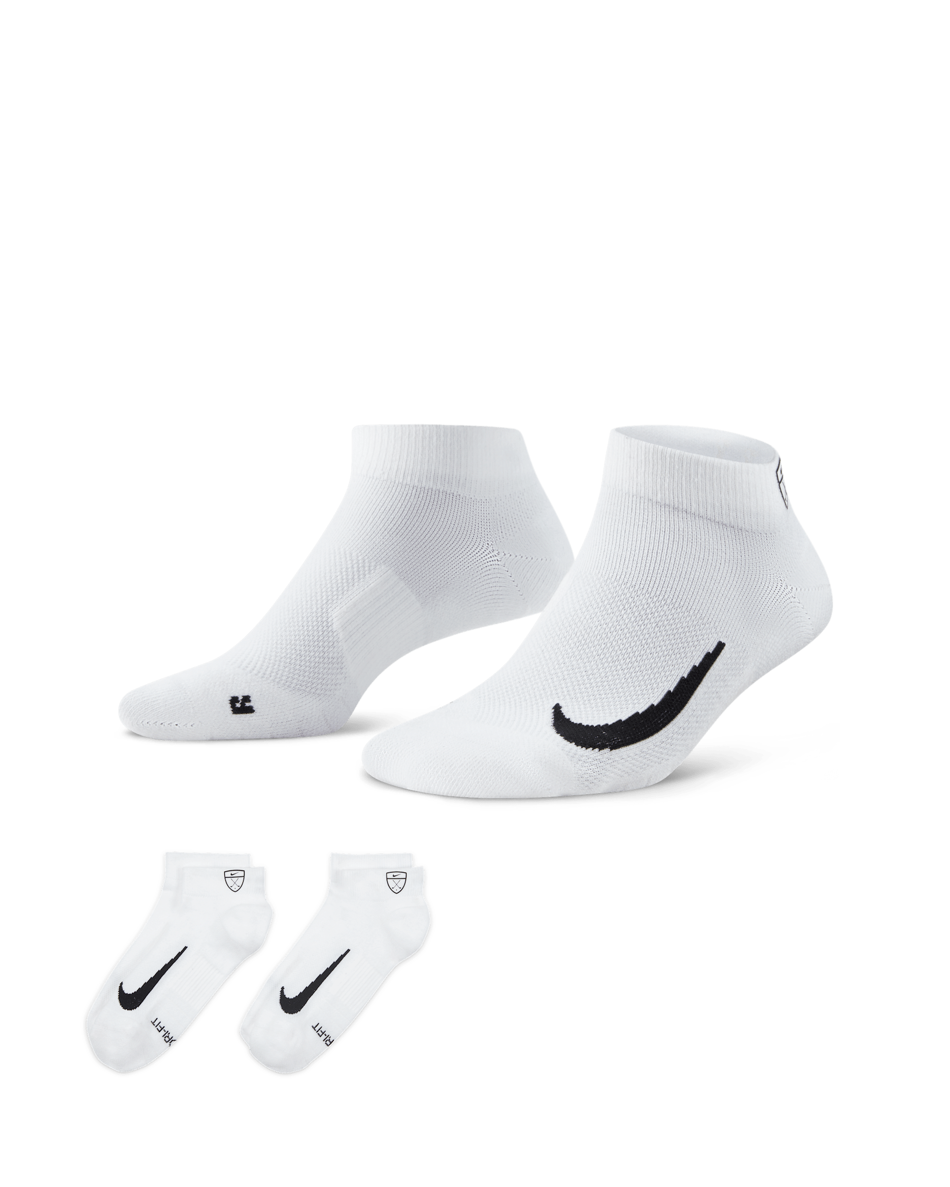 Calcetines cortos de golf Nike Multiplier Low (2 pares) - Blanco/Negro