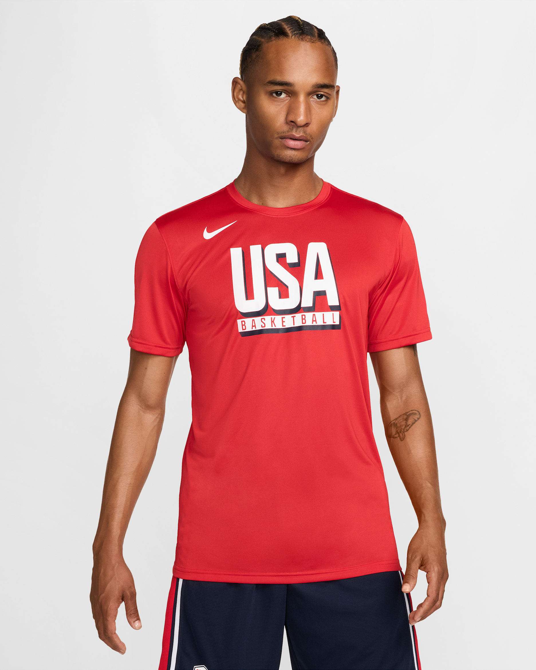 USA Practice Nike Basketbalshirt voor heren - Sport Red/Sport Red/Wit