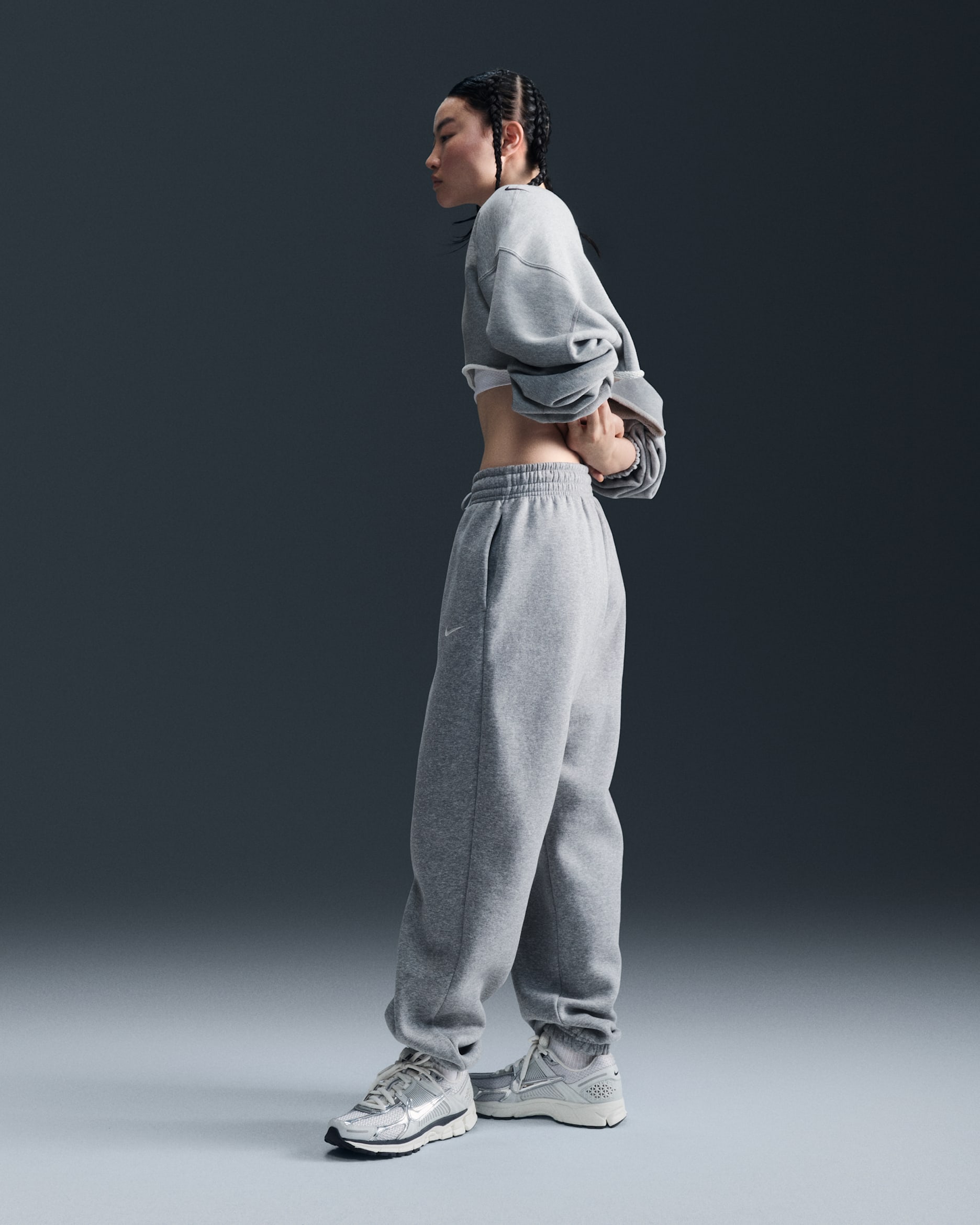 Nike Sportswear Phoenix Fleece Women's High-Waisted Oversized Sweatpants - Dark Grey Heather/Sail