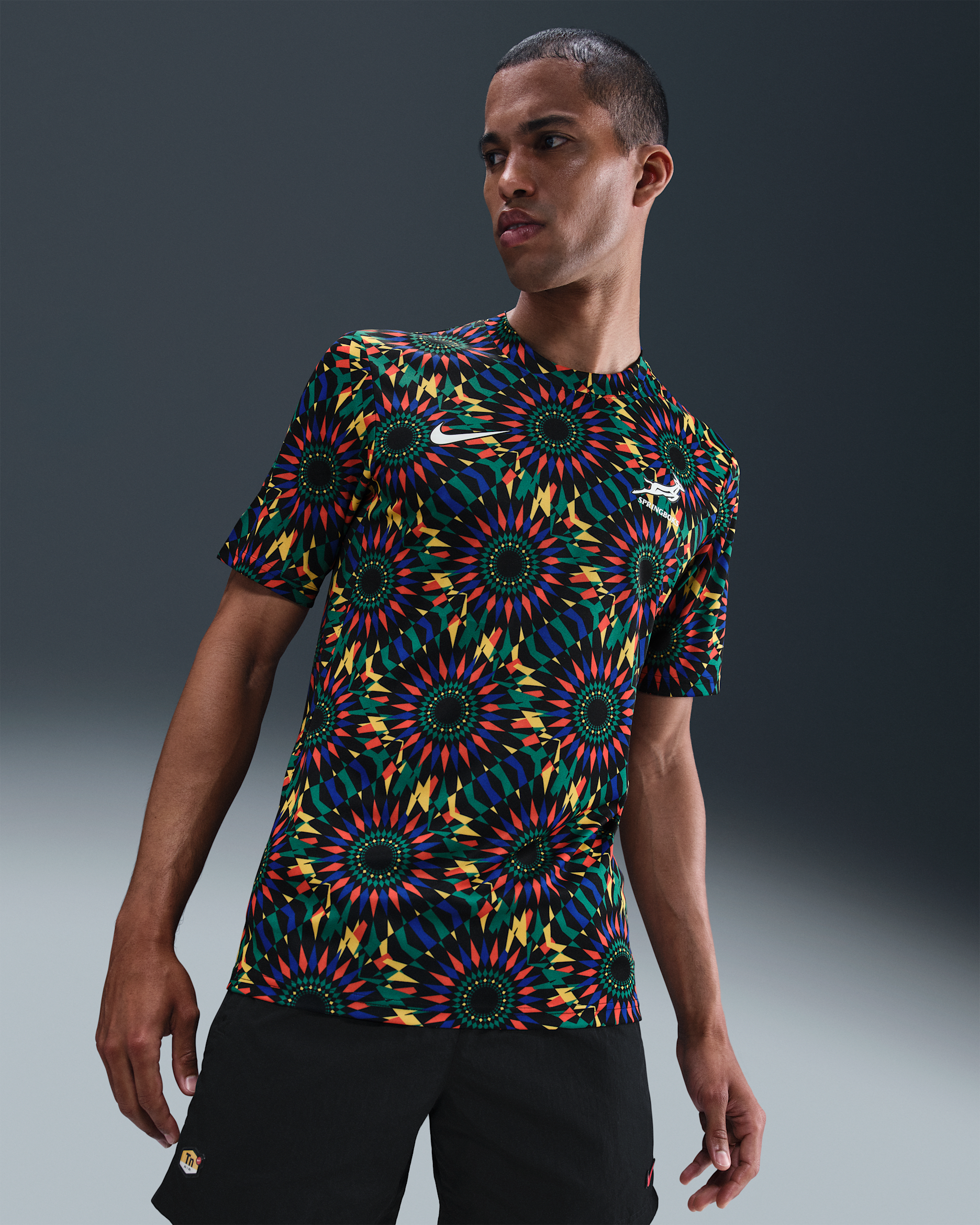 Springboks 2025/26 Men's Nike Rugby Pre-Match Top - White/Gorge Green/University Gold/White