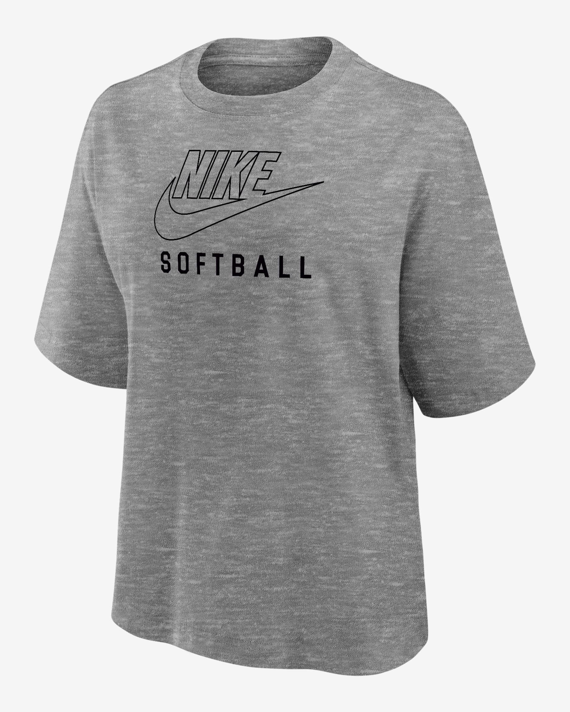 Nike Swoosh Women's Softball Boxy T-Shirt - Dark Grey Heather