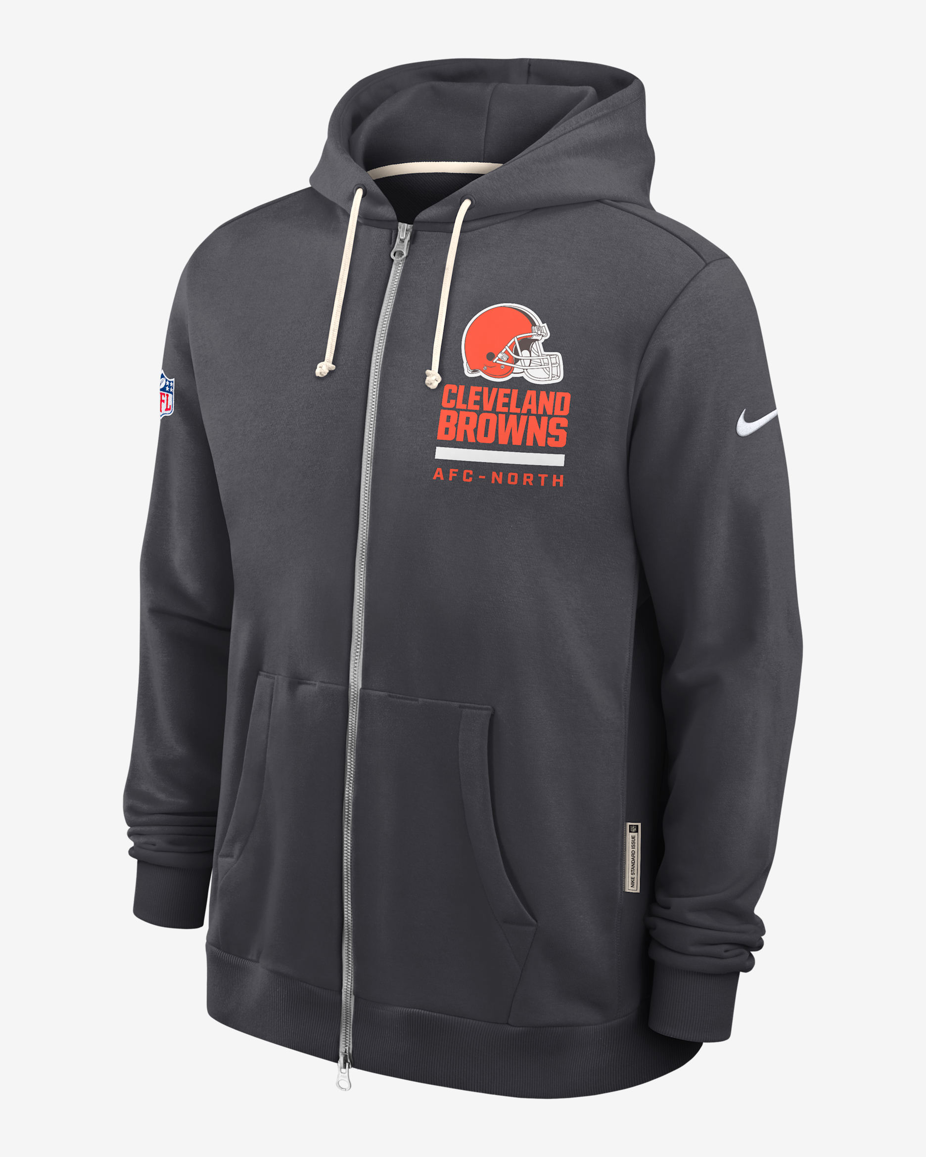 Sudadera con gorro Nike Dri-FIT de la NFL de cierre completo para hombre Cleveland Browns Utility Player Sideline - Antracita