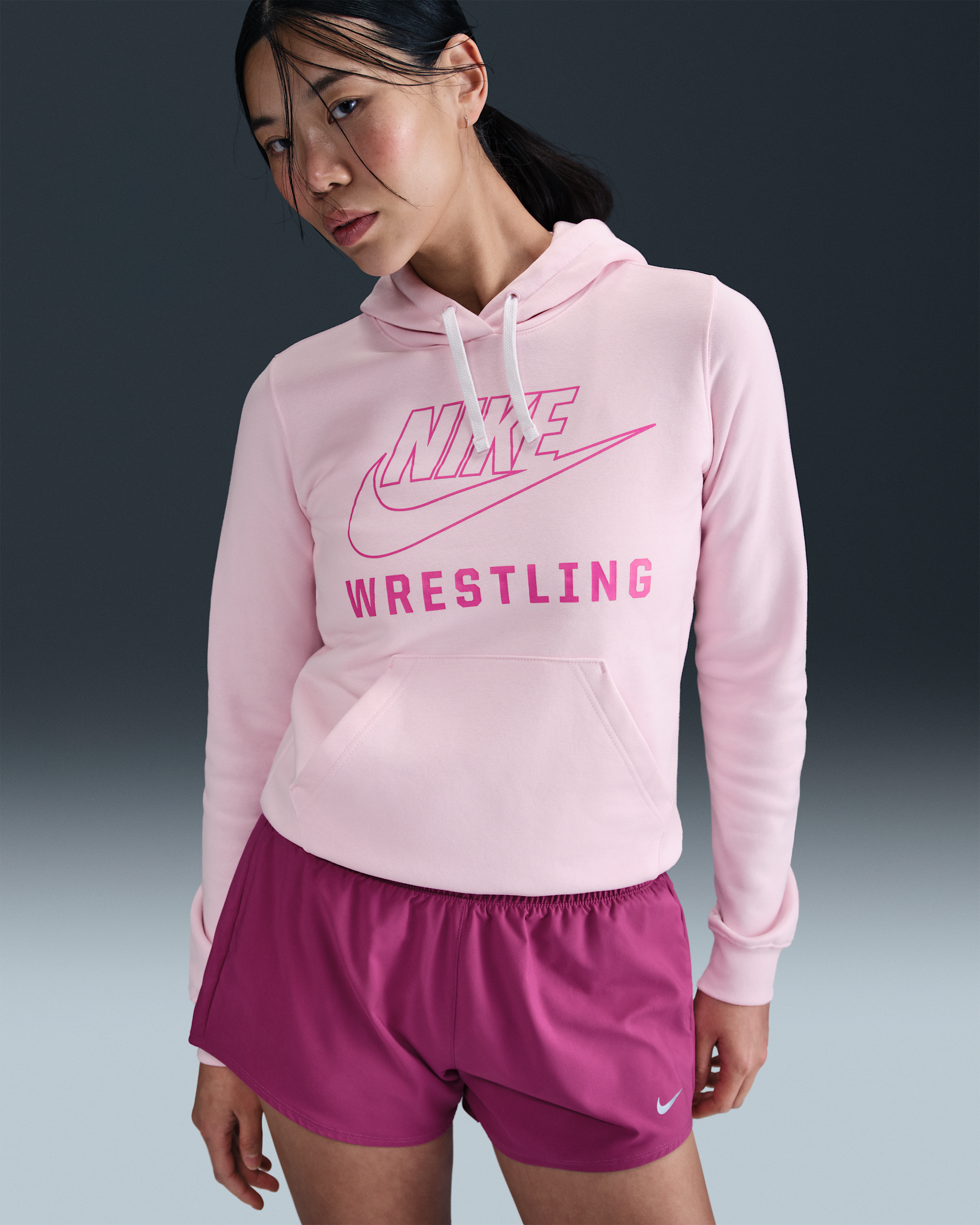 Sudadera con gorro sin cierre de lucha para mujer Nike - Espuma rosa