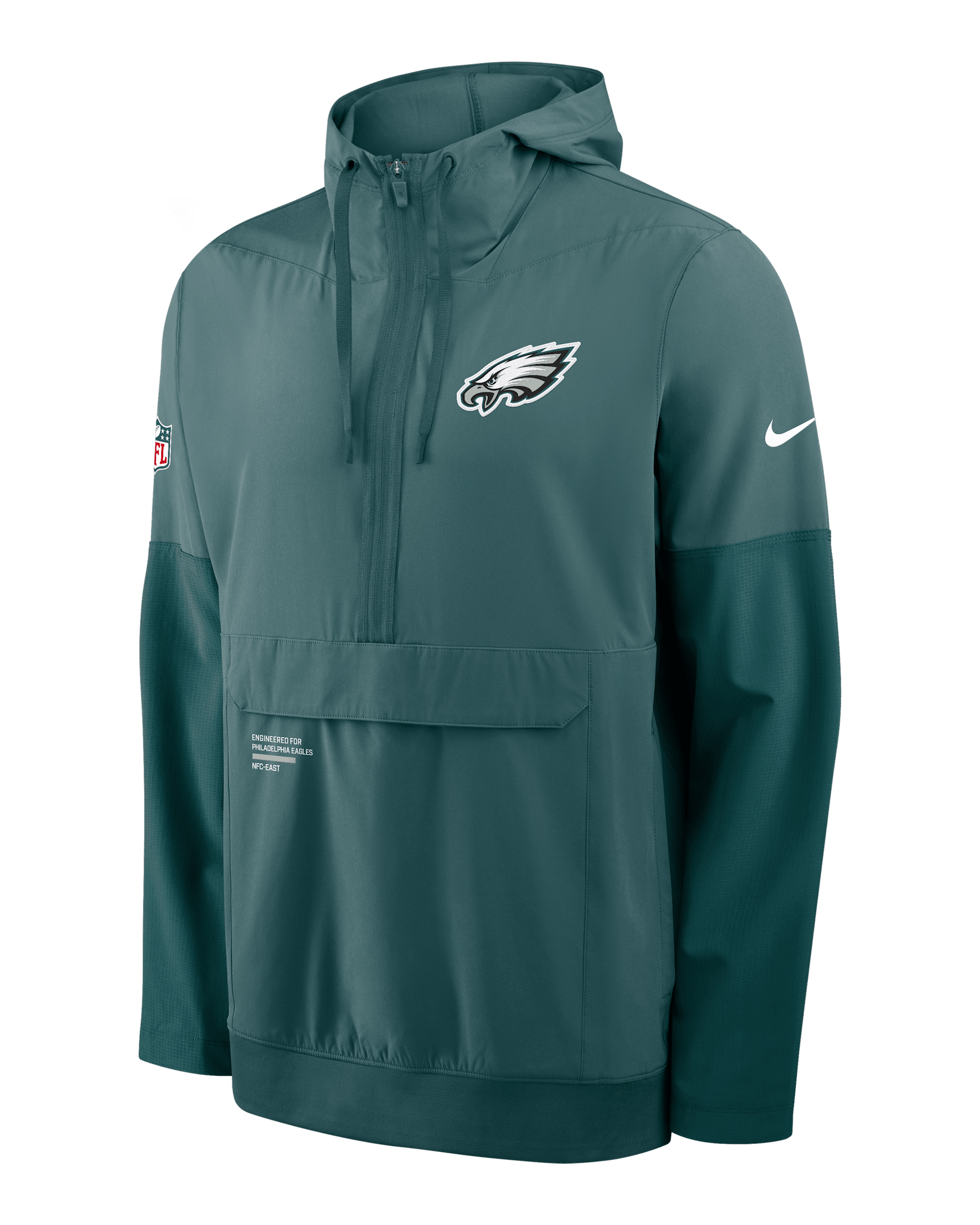 Philadelphia Eagles Well Rounded Anorak Men's Nike NFL 1/2-Zip Hooded Jacket - Teal