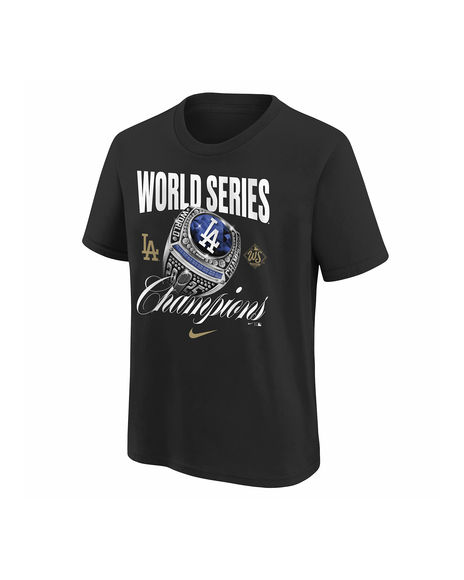 Los Angeles Dodgers 2025 World Series Champions Ring Big Kids' Nike MLB T-Shirt - Black