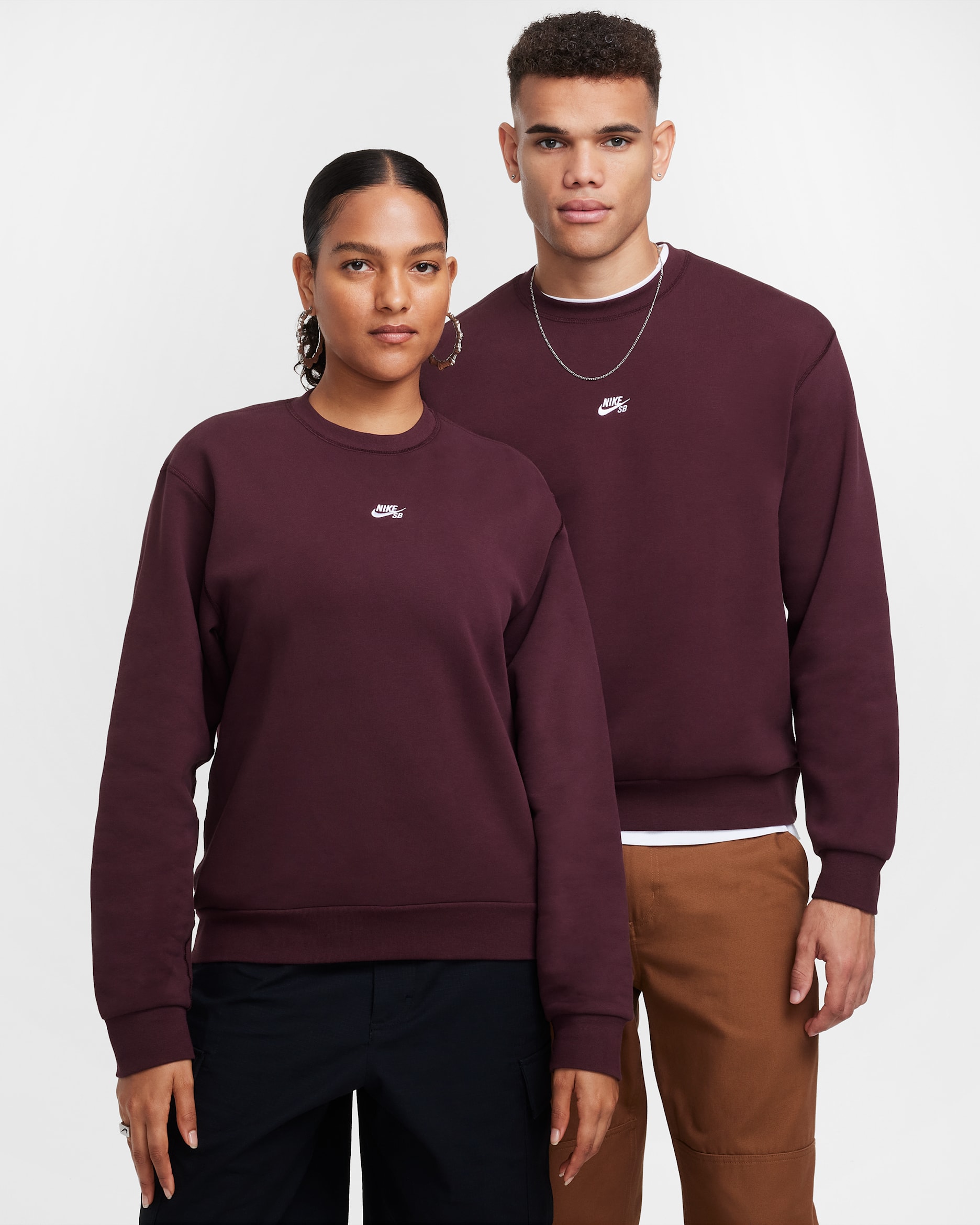 Nike SB Fleece Skate Crew - Burgundy Crush/White