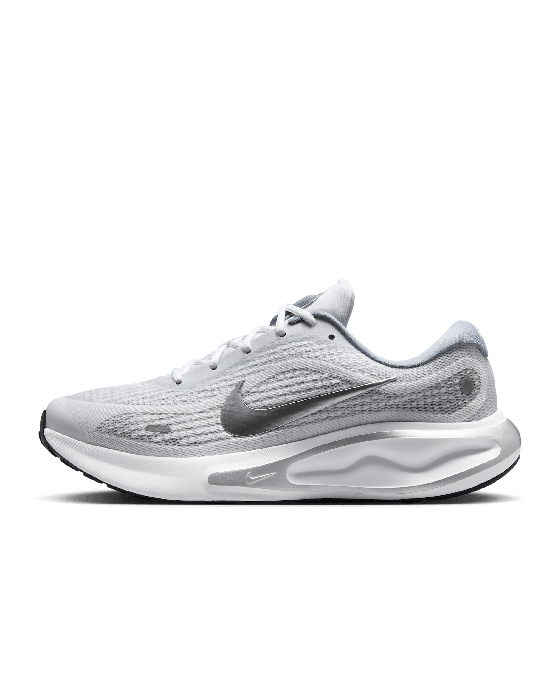 Tenis de correr en pavimento para hombre Nike Journey Run - Blanco/Negro/Pizarra cenizo/Plata metalizado