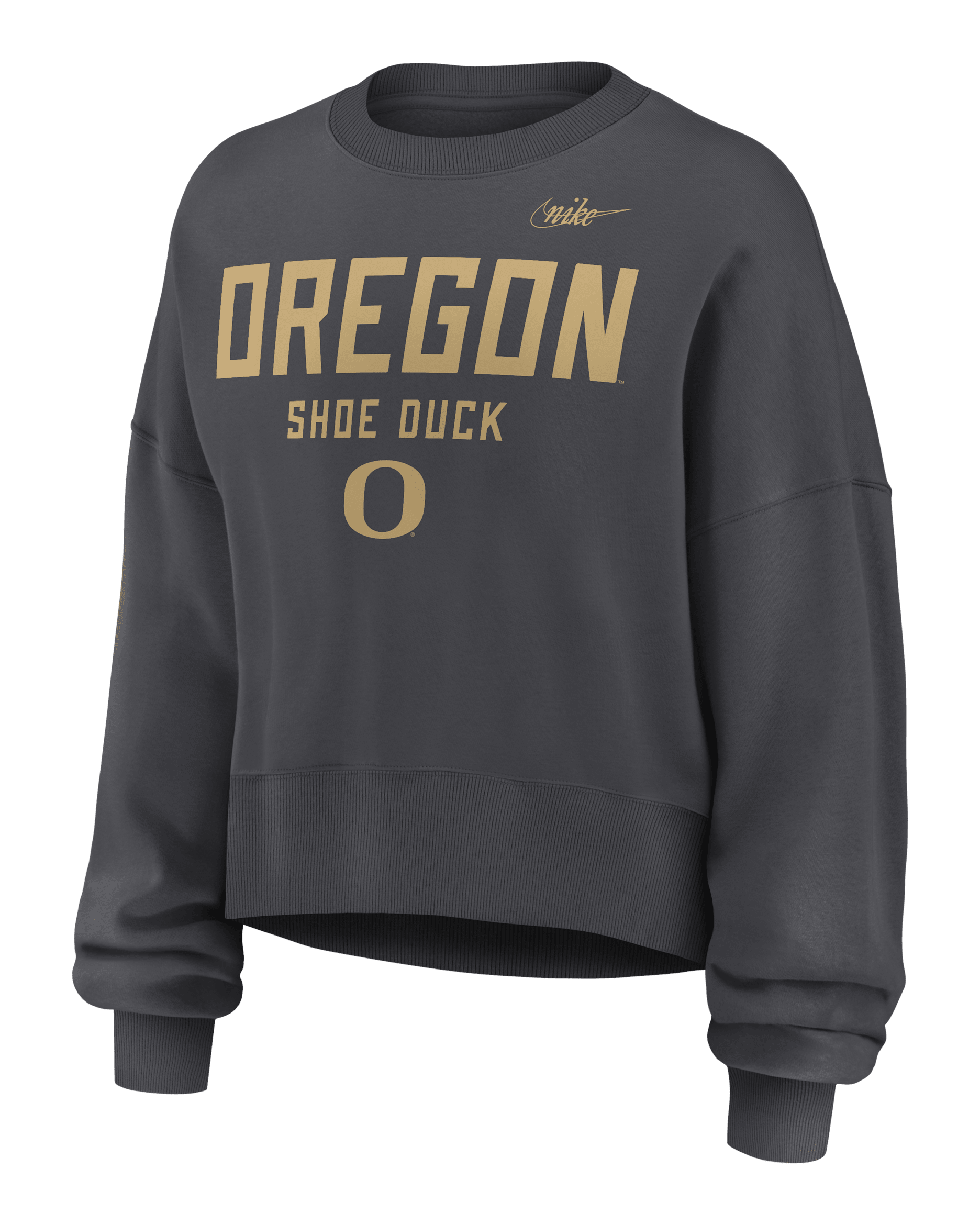 Oregon Alt Women's Nike College Pullover Crew - Charcoal