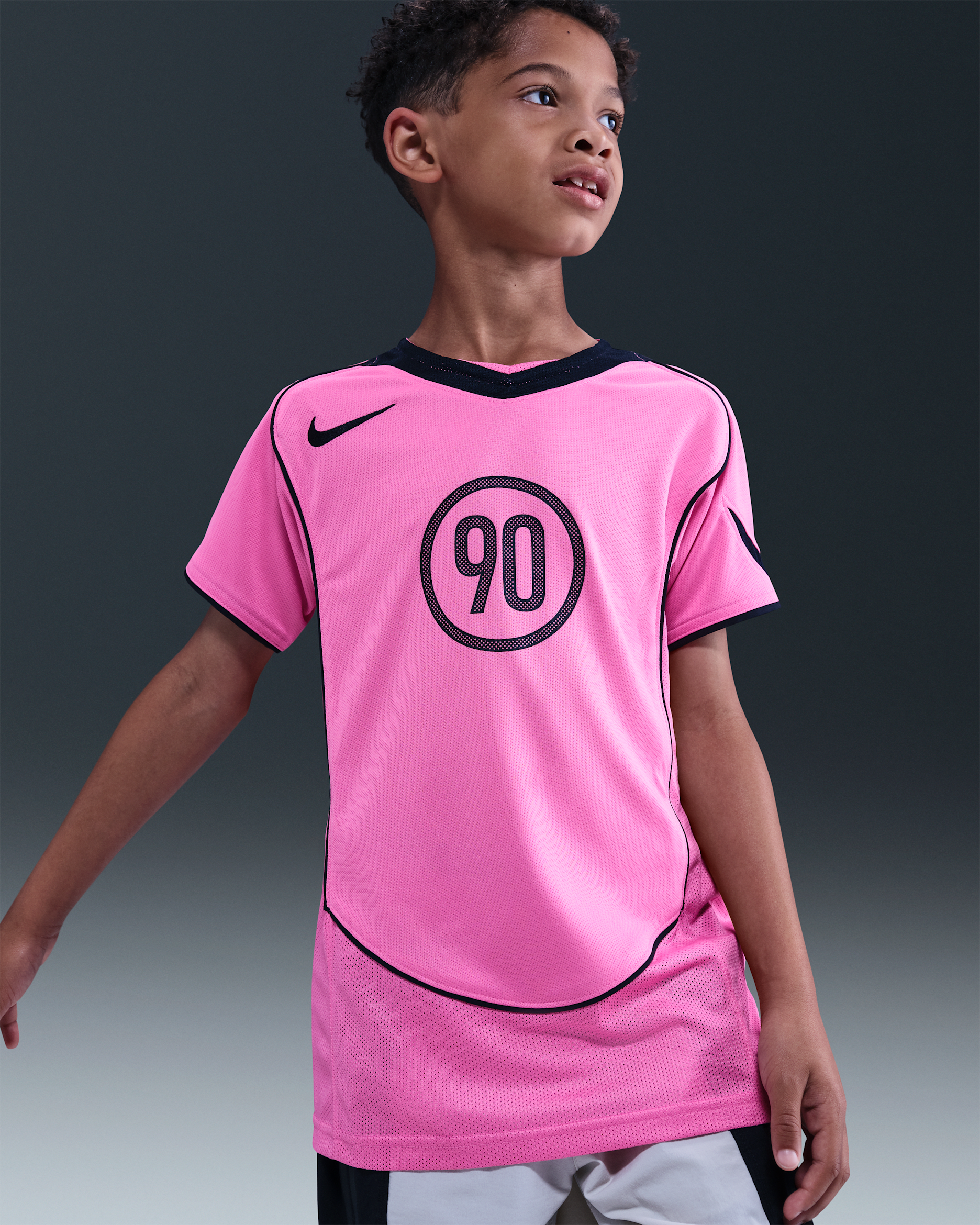 Nike Total 90 Older Kids' Dri-FIT Football Shirt - Playful Pink/Black/Black/Black
