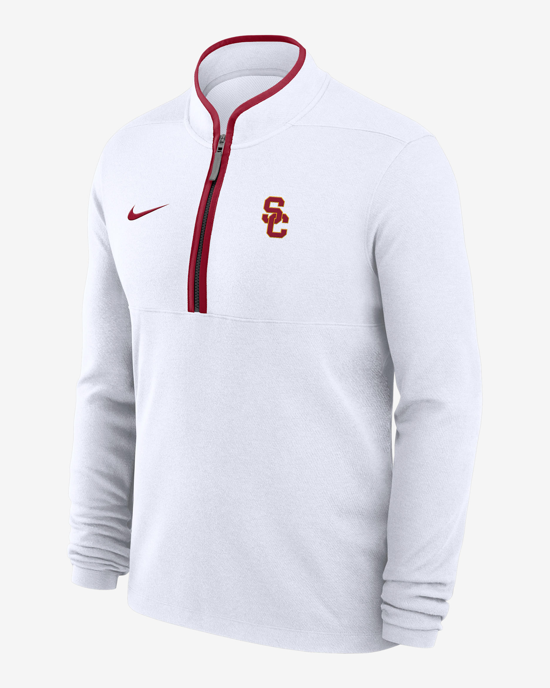 Playera de manga larga universitaria Nike Dri-FIT de medio cierre para hombre USC Victory - Blanco