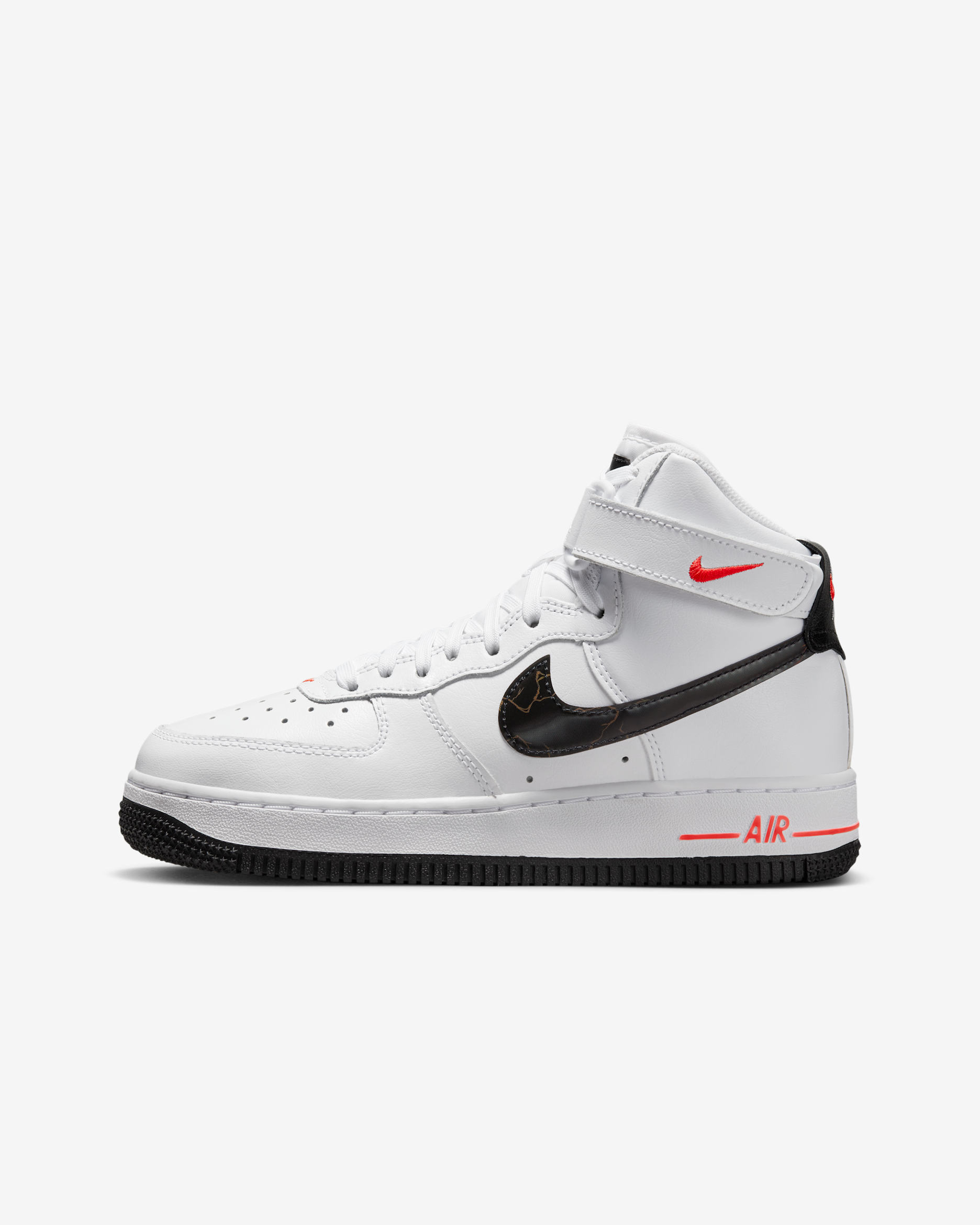 Tenis para niños grandes Nike Air Force 1 High - Blanco/Carmesí brillante/Negro