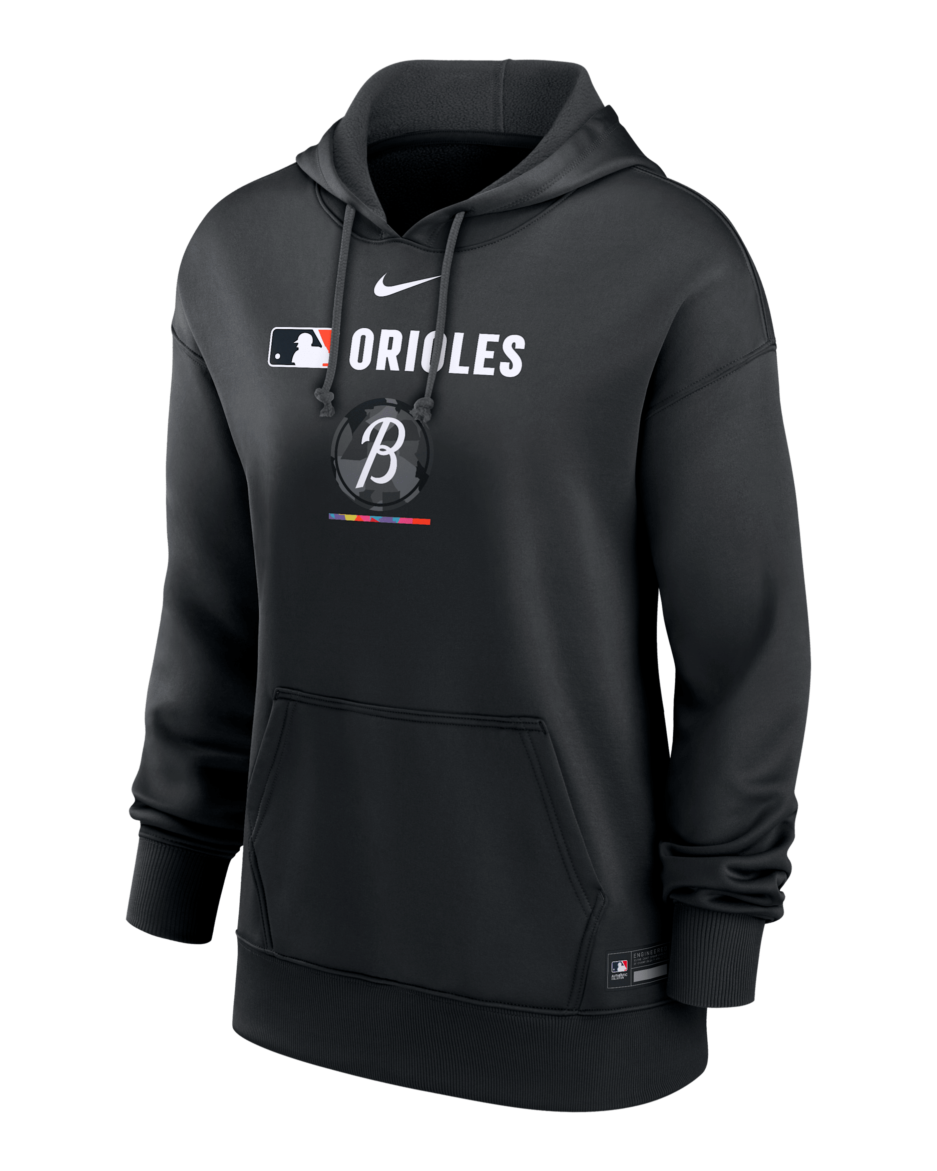 Baltimore Orioles Authentic Collection City Connect Women's Nike Therma MLB Pullover Hoodie - Black