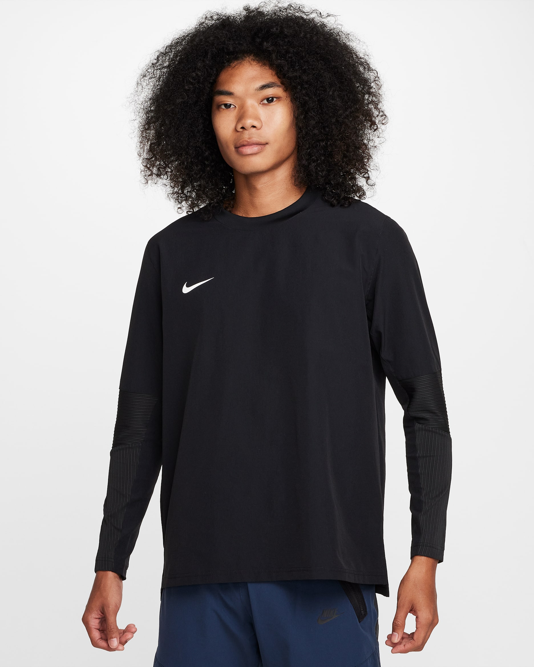 Sudadera sin cierre de cuello redondo Dri-FIT Nike Player para hombre - Negro/Blanco