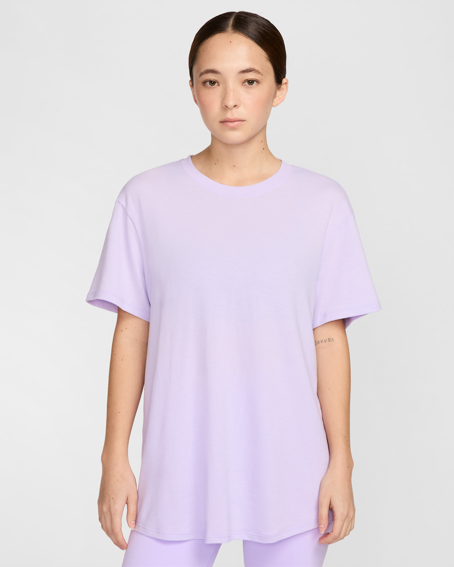 Nike One Relaxed Women's Dri-FIT Short-Sleeve Top - Lilac Bloom/Black