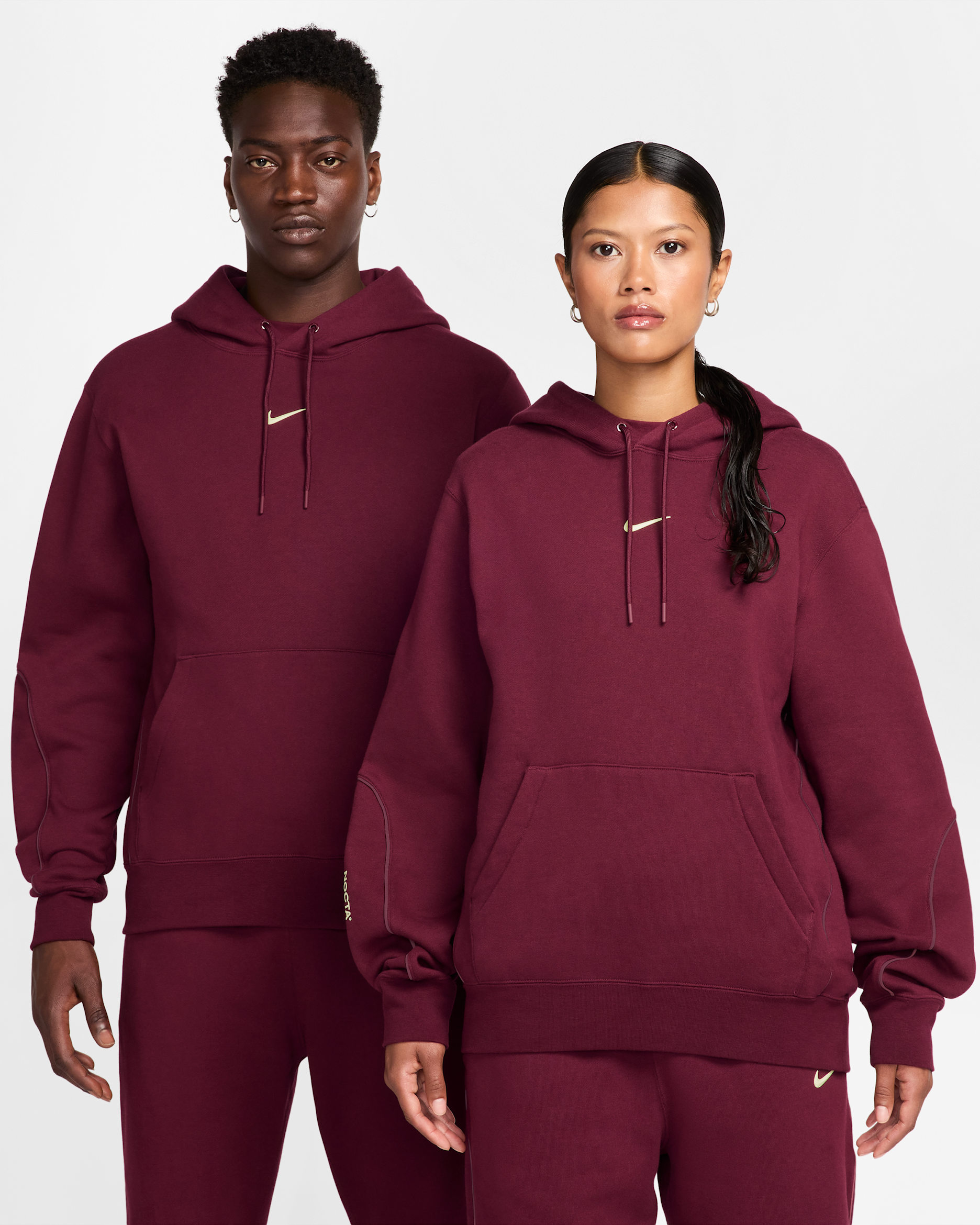 Felpa in fleece con cappuccio NOCTA CS NOCTA - Dark Beetroot/Adobe/Citron Tint