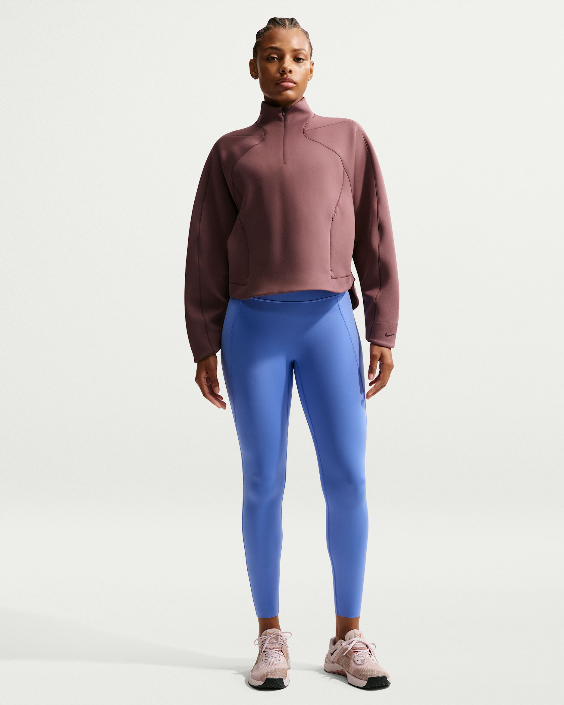 Leggings de cintura alta sin costura delantera de 7/8 para mujer Nike Universa - Zafiro/Azul brillante/Noche intenso