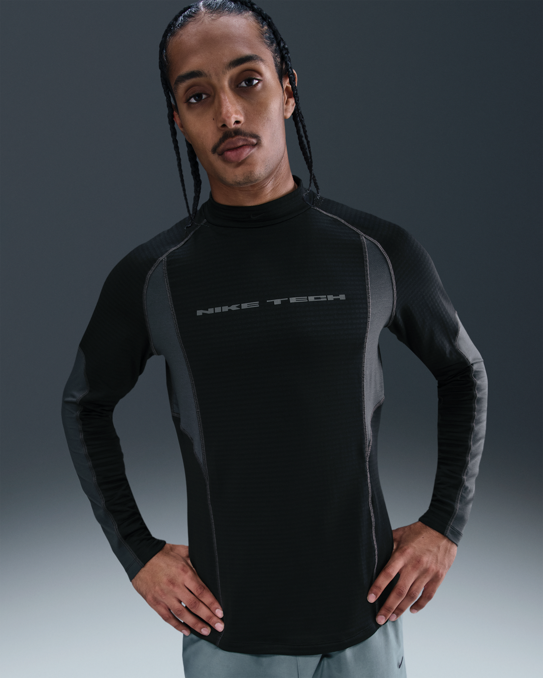 Playera de ropa interior deportiva de manga larga para hombre Nike Tech - Negro/Antracita/Antracita/Negro