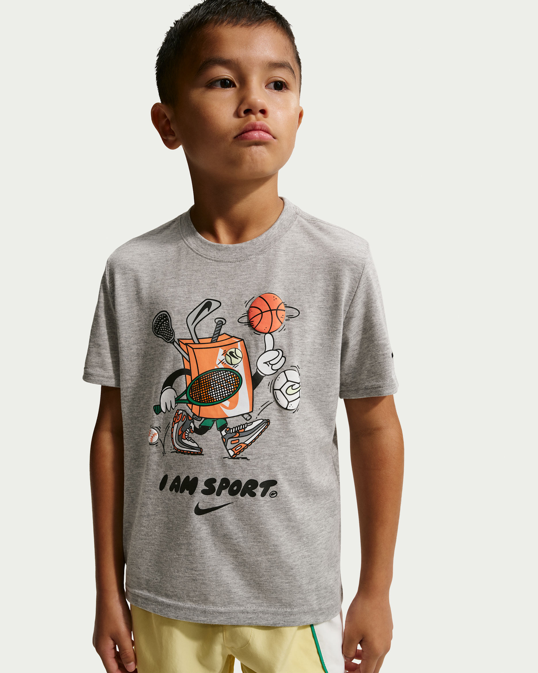 나이키 리틀키즈 'I Am Sport' 박시 그래픽 티셔츠 - 다크 그레이 헤더