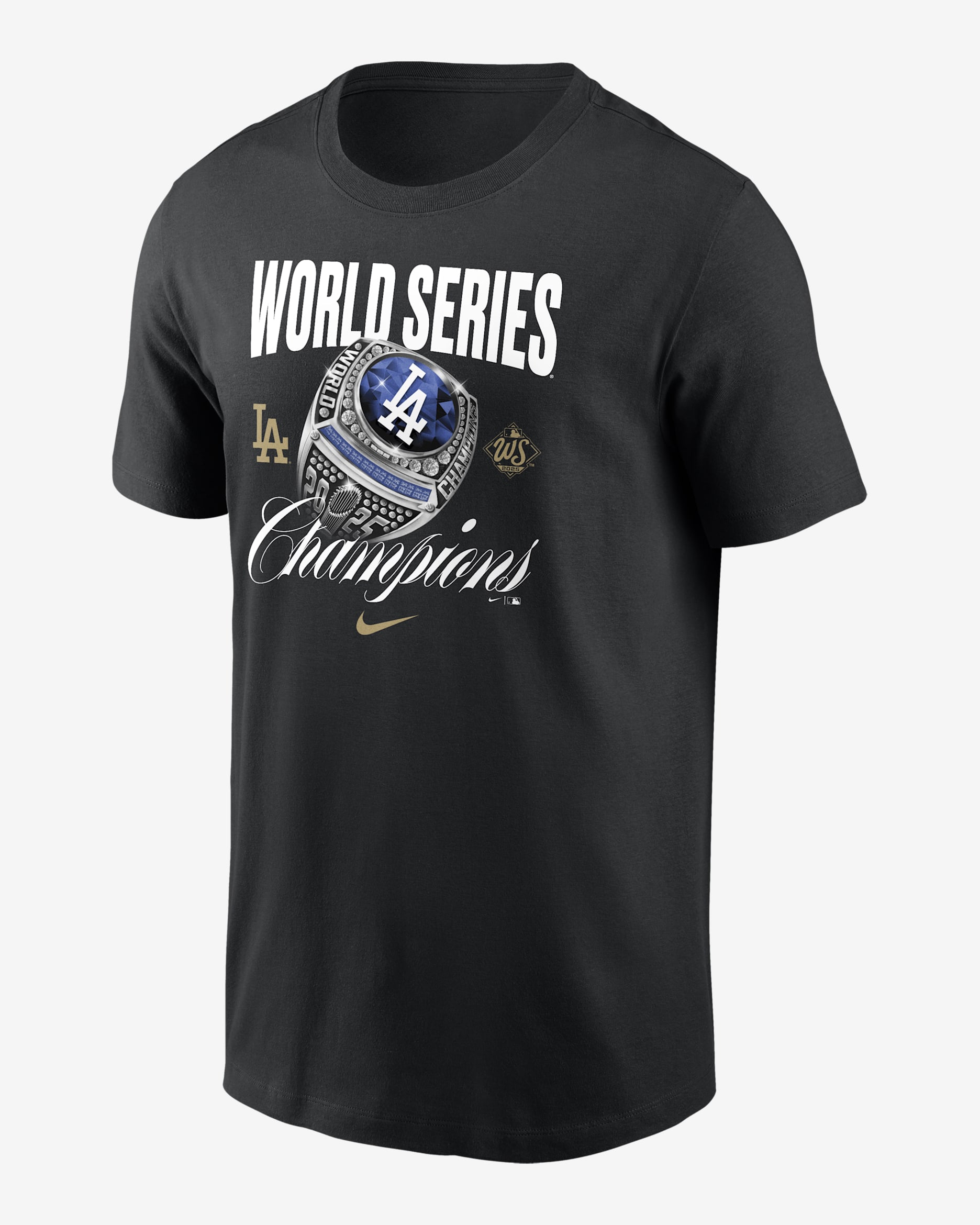 Los Angeles Dodgers 2025 World Series Champions Neutral Men's Nike MLB T-Shirt - Black