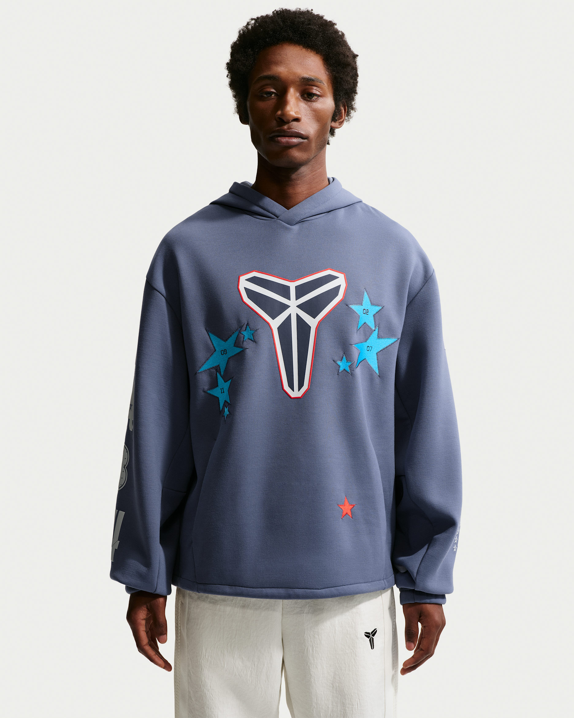 Sudadera con gorro sin cierre de básquetbol de tejido Fleece para hombre Kobe - Azul difuso/Platino puro/Trueno azul