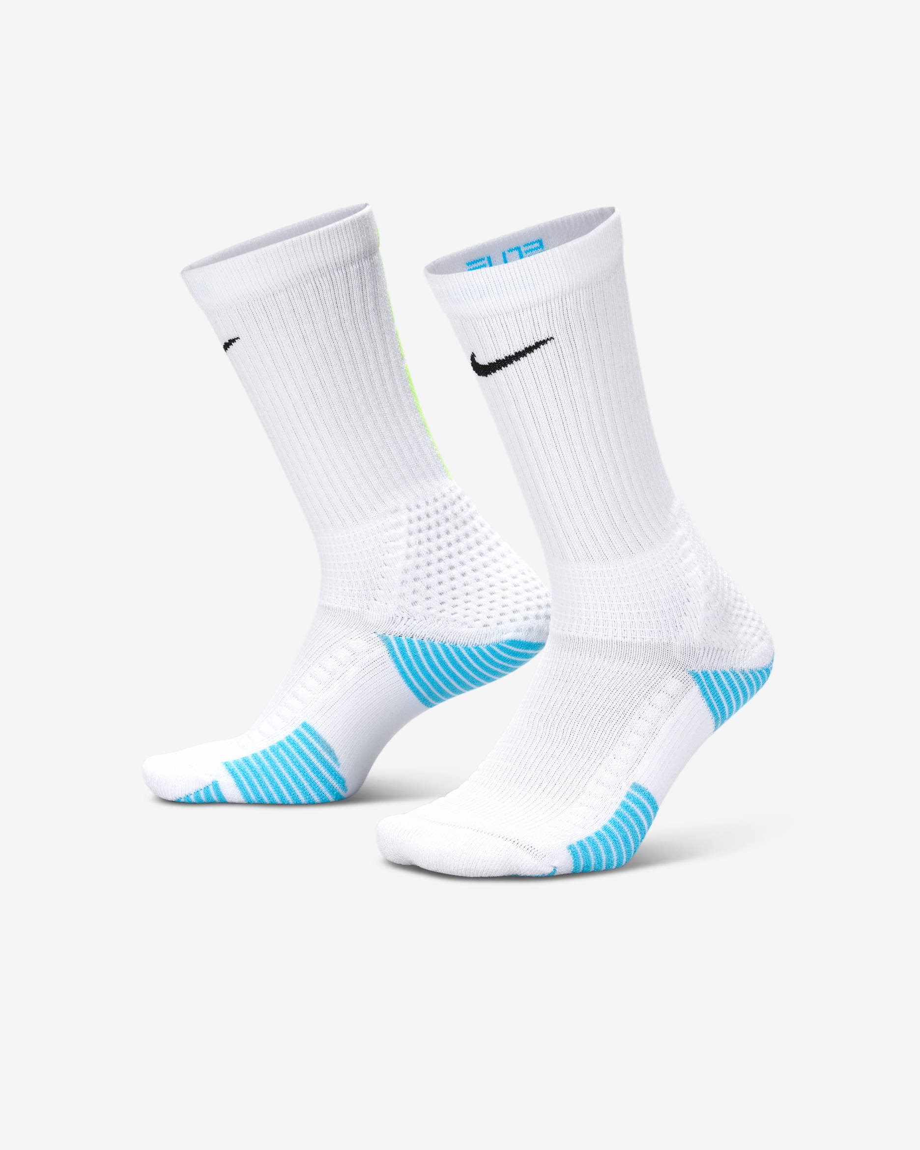 Nike Elite 2.0 Cushioned Crew Socks (1 Pair) - White/Volt/Baltic Blue/Black