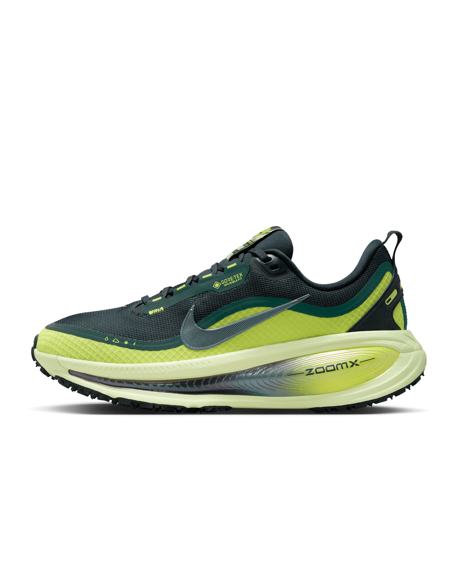 Tenis de correr en pavimento con detalles reflejantes impermeables para mujer Nike Vomero 18 GORE-TEX - Alga/Lima líquida claro/Cíber/Alga