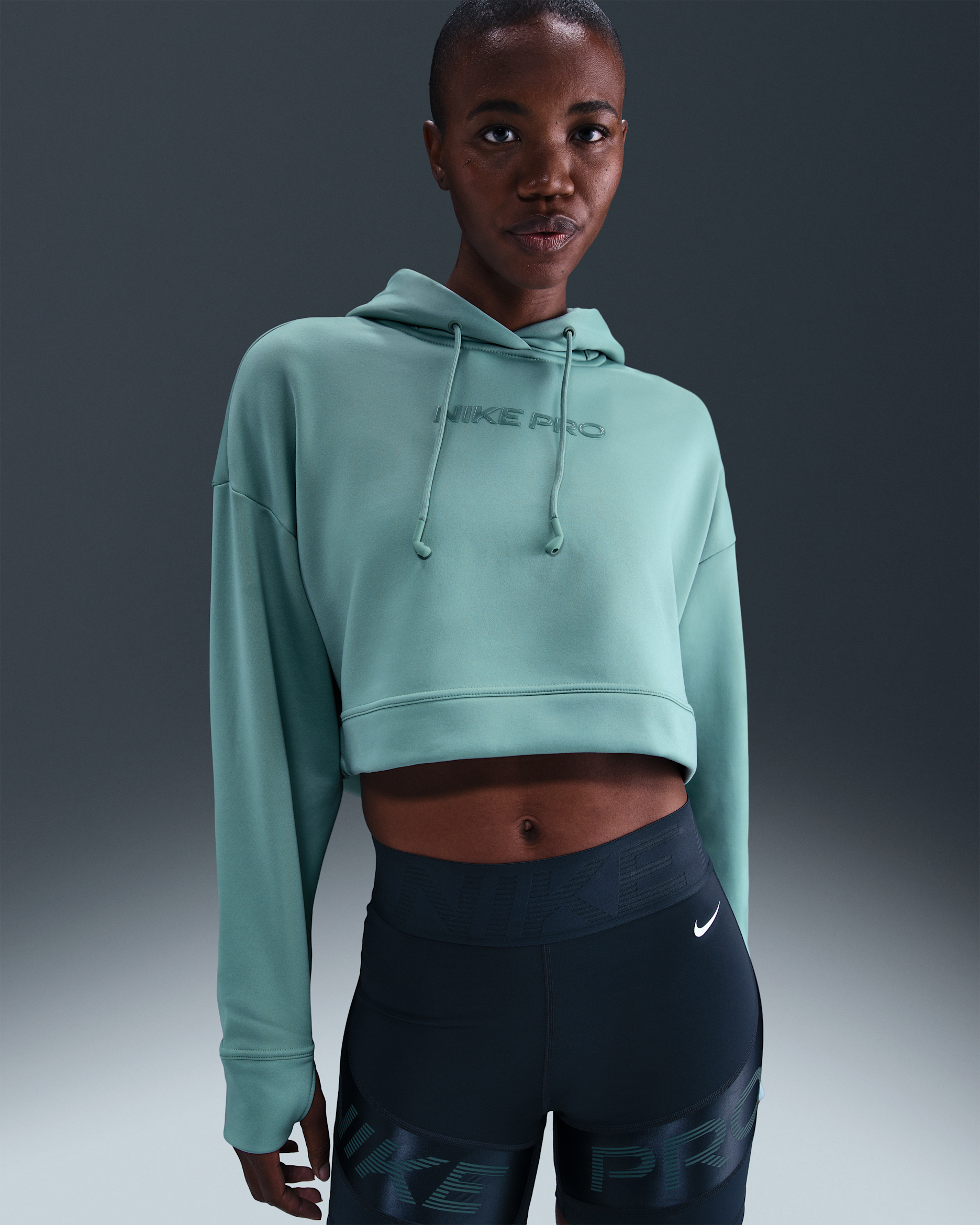 Sudadera con gorro de tejido Fleece Therma-FIT para mujer Nike Pro - Cañón/Blanco