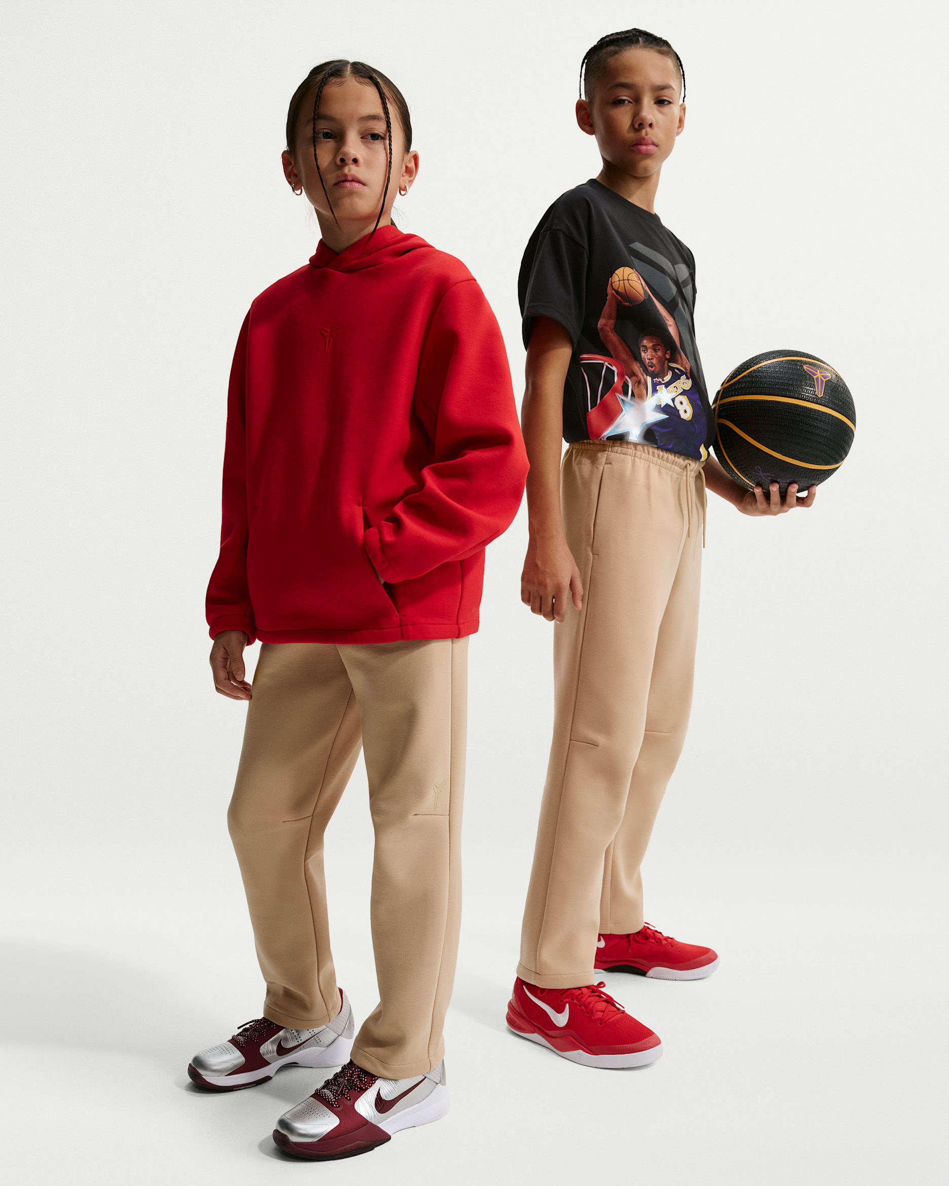 Pants de básquetbol de tejido Fleece Dri-FIT para niños talla grande Kobe - Lino/Lino