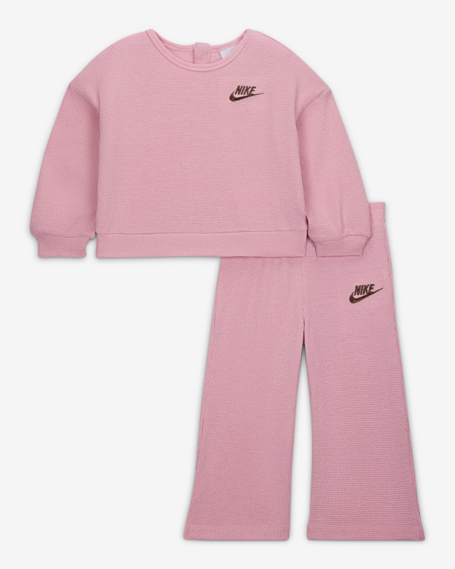 Conjunto Lurex Waffle de 2 piezas para bebé (12 a 24 meses) Nike - Rosa suave medio