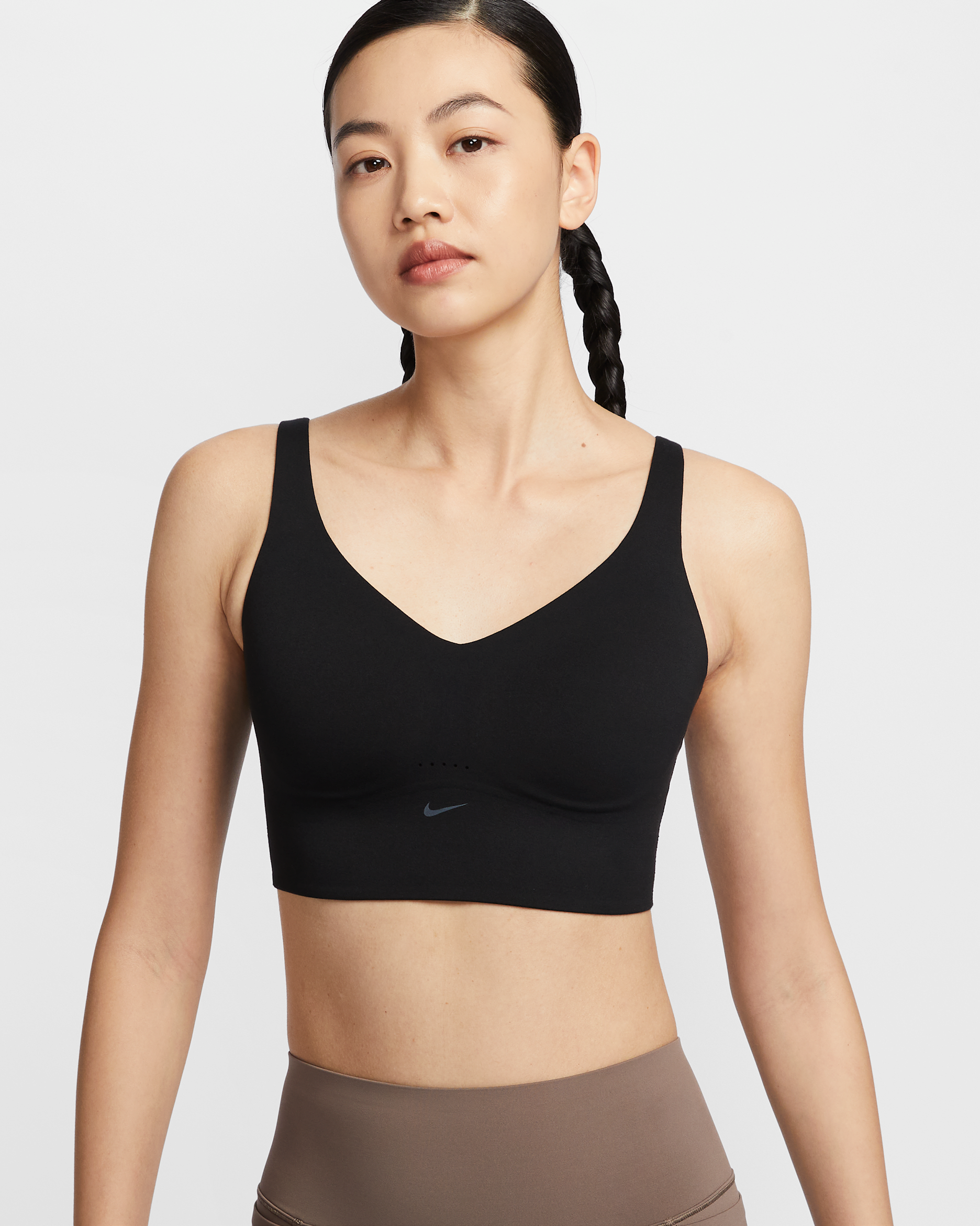 Nike Alate 中度支撐型女款長版襯墊運動內衣 - 黑色/Cool Grey