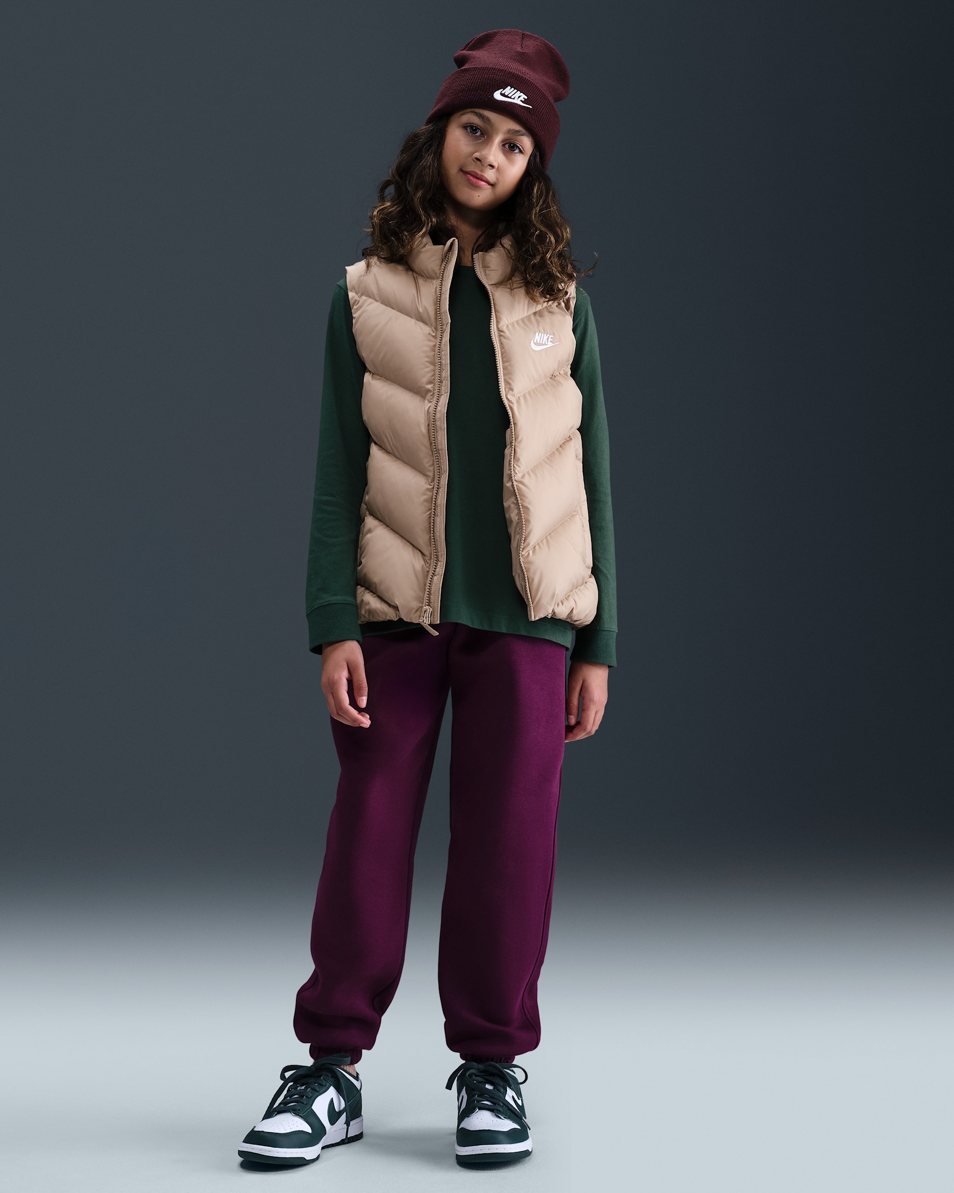 Nike Sportswear Club Fleece Older Kids' Loose Trousers - Bordeaux/Bordeaux/White