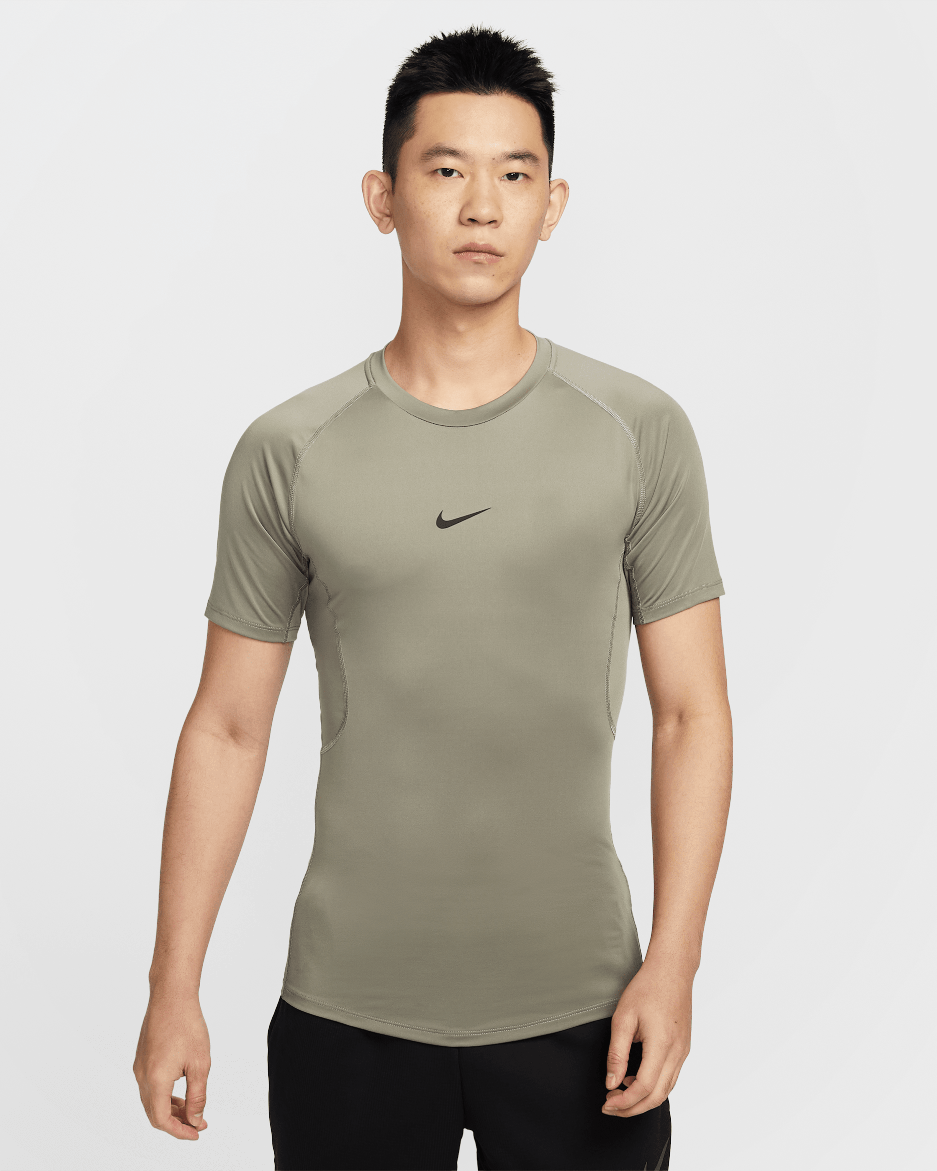 Nike Pro Men's Dri-FIT Tight Short-Sleeve Fitness Top - Light Army/Black