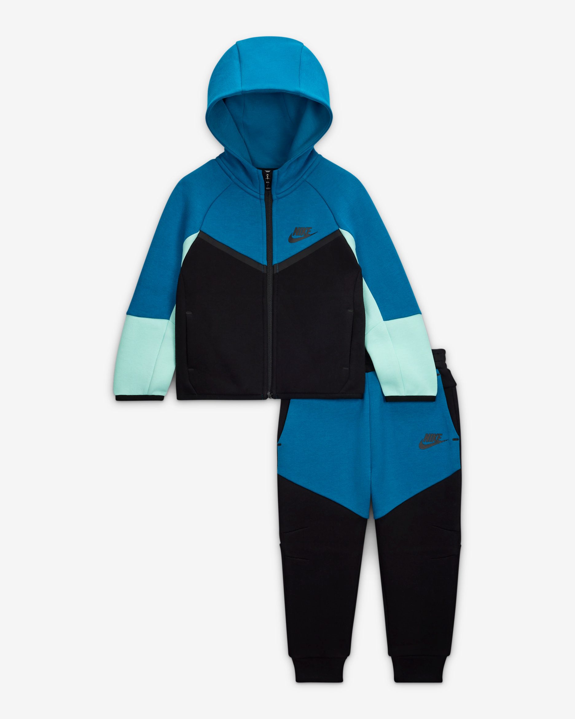 Completo in 2 pezzi con zip a tutta lunghezza Tech Fleece Nike Sportswear – Bebè - Nero/Green Abyss