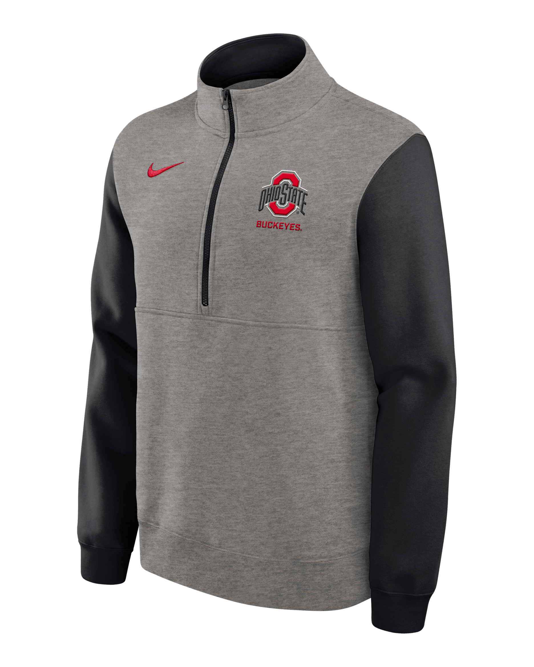 Ohio State Club Men's Nike College 1/2-Zip Crew - Grey Heather