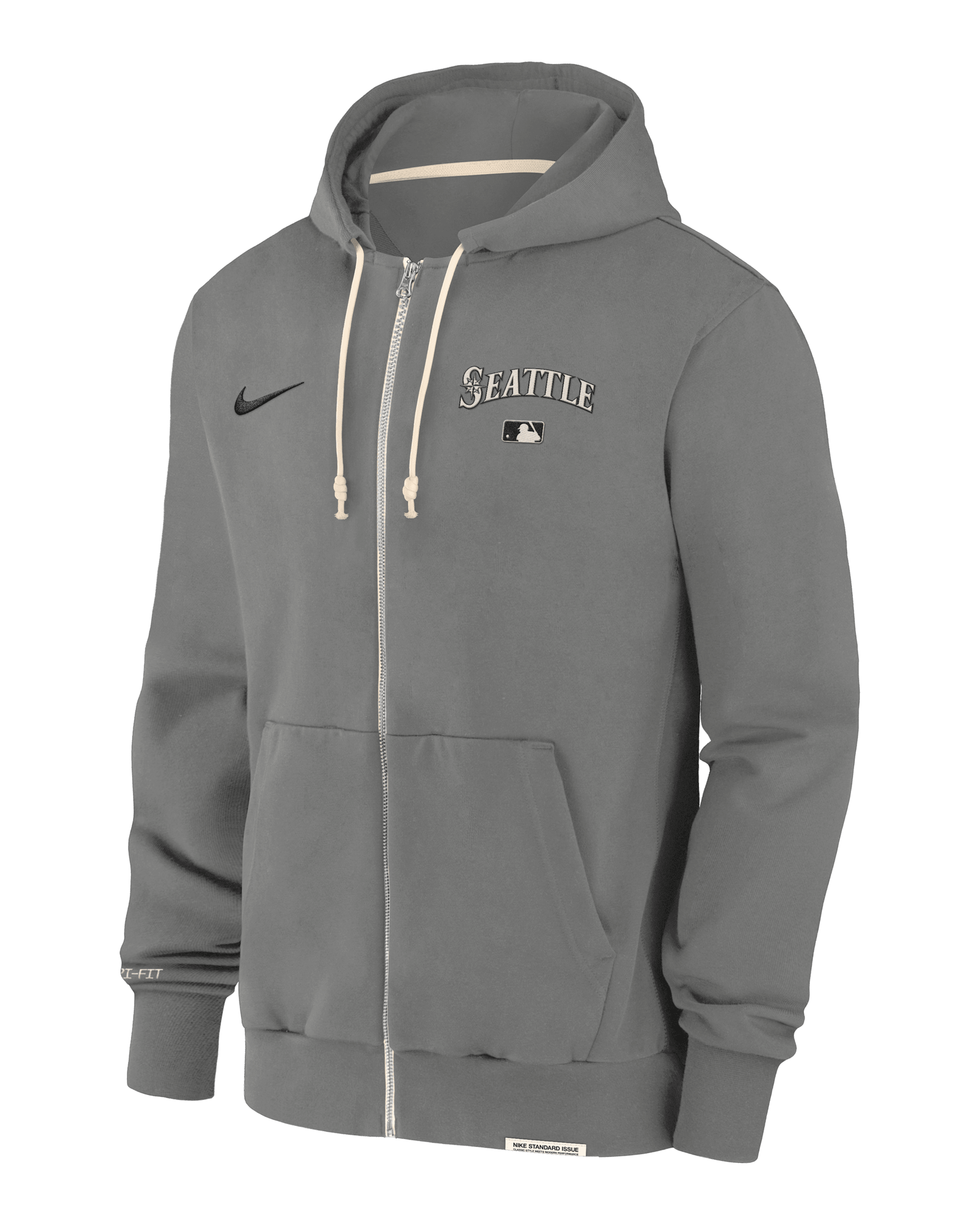 Seattle Mariners Authentic Collection Travel Men's Nike Dri-FIT MLB Full-Zip Hoodie - Dark Steel Grey
