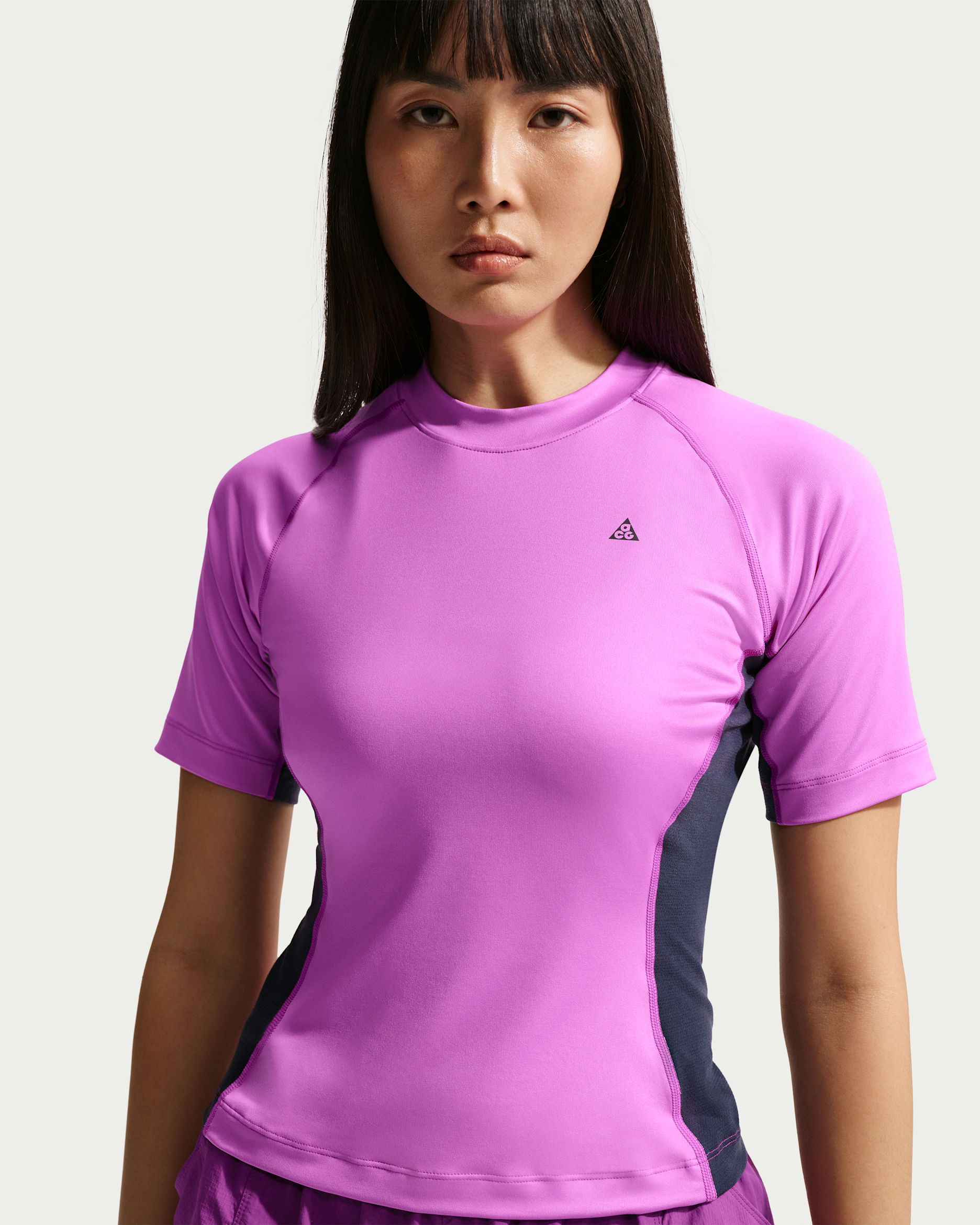 Nike ACG "Wildsee" Women's Dri-FIT Short-Sleeve Base Layer Top - Vivid Purple/Obsidian/Black