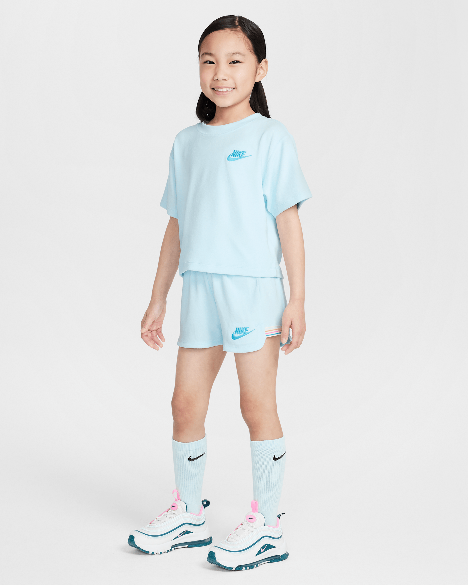 Nike Little Kids' "Let's Roll" 2-Piece Towel Terry Set - Glacier Blue