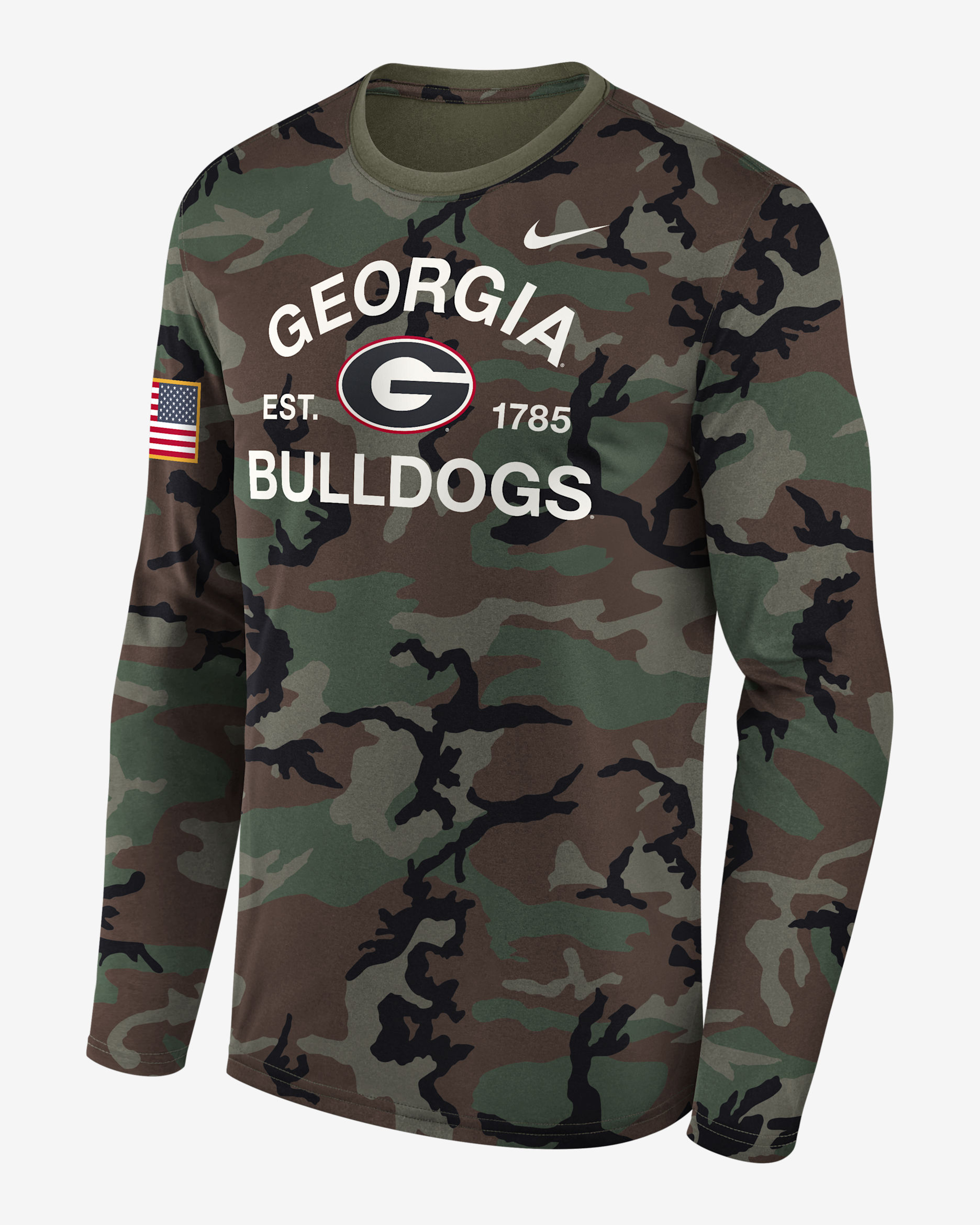 Georgia 2025 Military Appreciation Legend Men's Nike Dri-FIT College Long-Sleeve T-Shirt - Olive