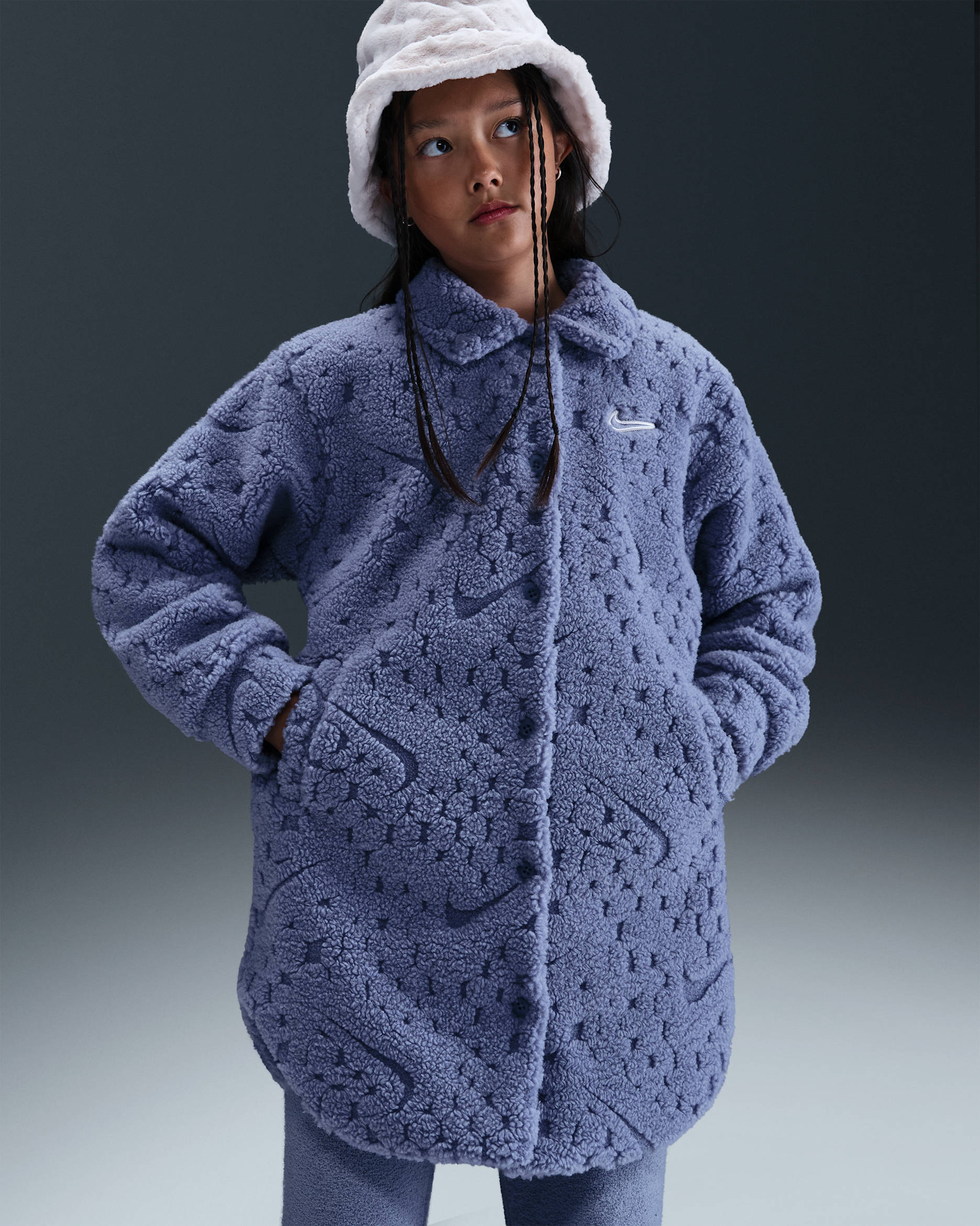 Chamarra para niñas talla grande Nike Sportswear - Índigo mundial/Blanco