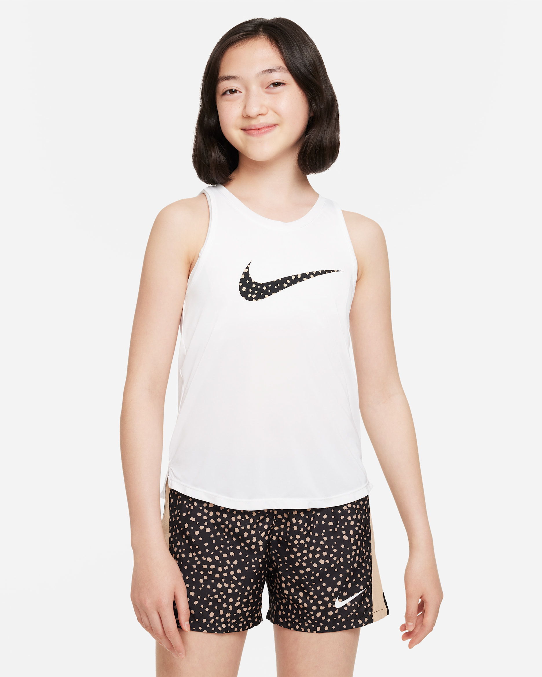 Nike Dri-FIT One 大童 (女童) 背心 - 白色/黑色