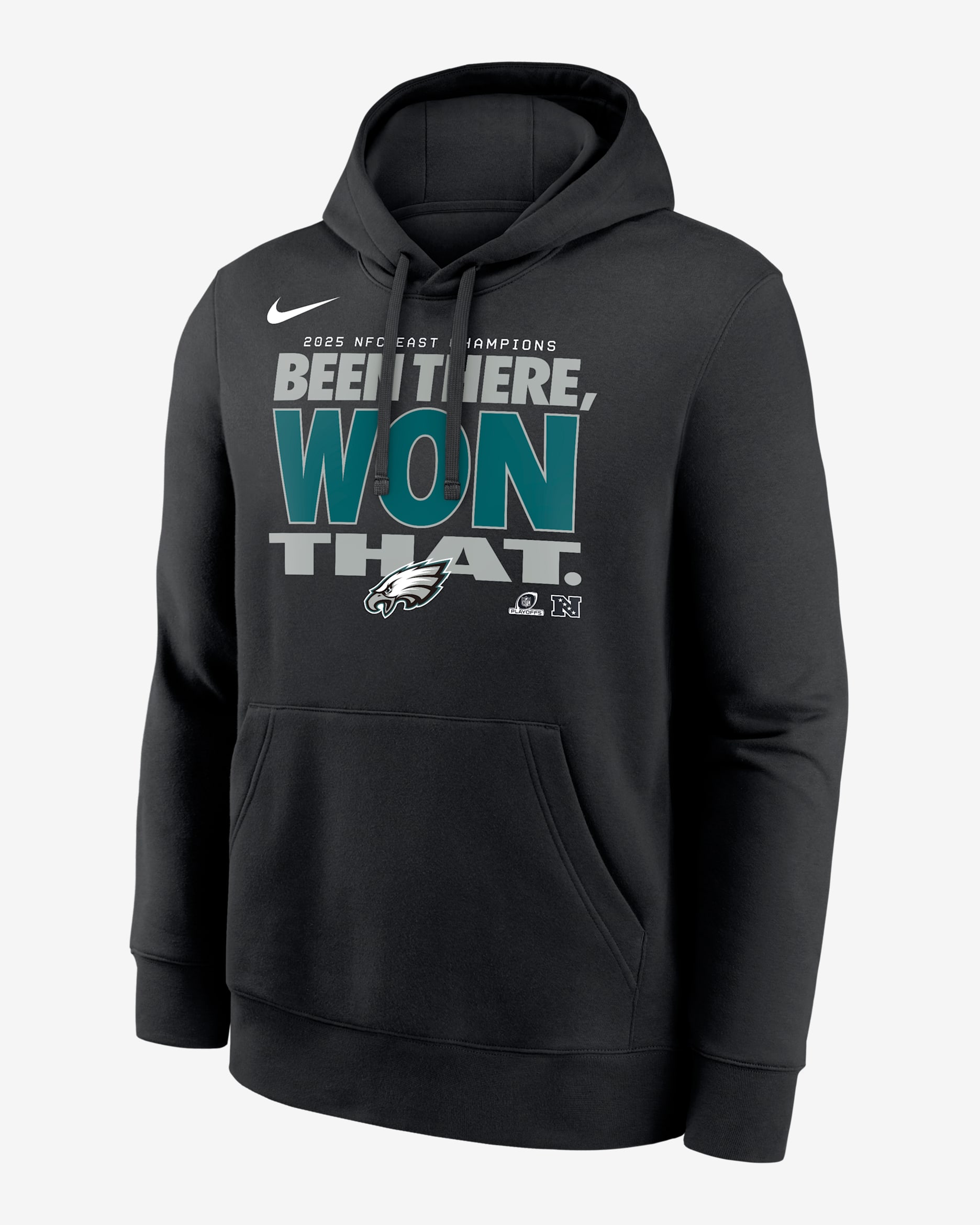 Philadelphia Eagles 2025 NFC East Champions Trophy Men's Nike NFL Pullover Hoodie - Black