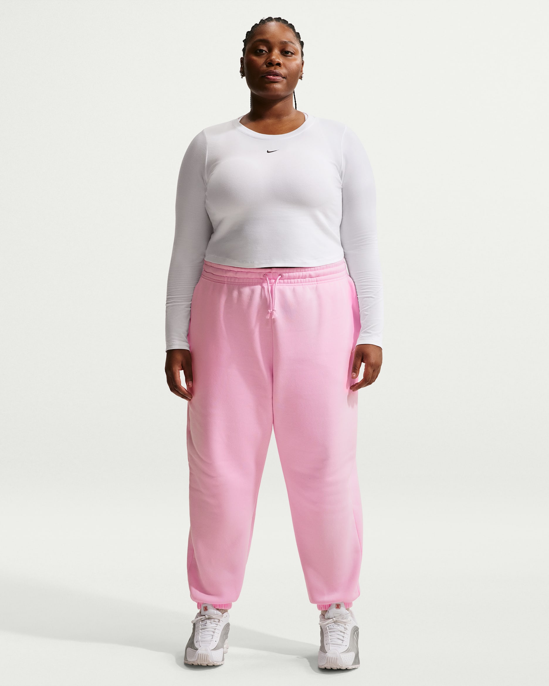 Nike Sportswear Phoenix Fleece Women's High-Waisted Oversized Sweatpants (Plus Size) - Pink Foam/Sail