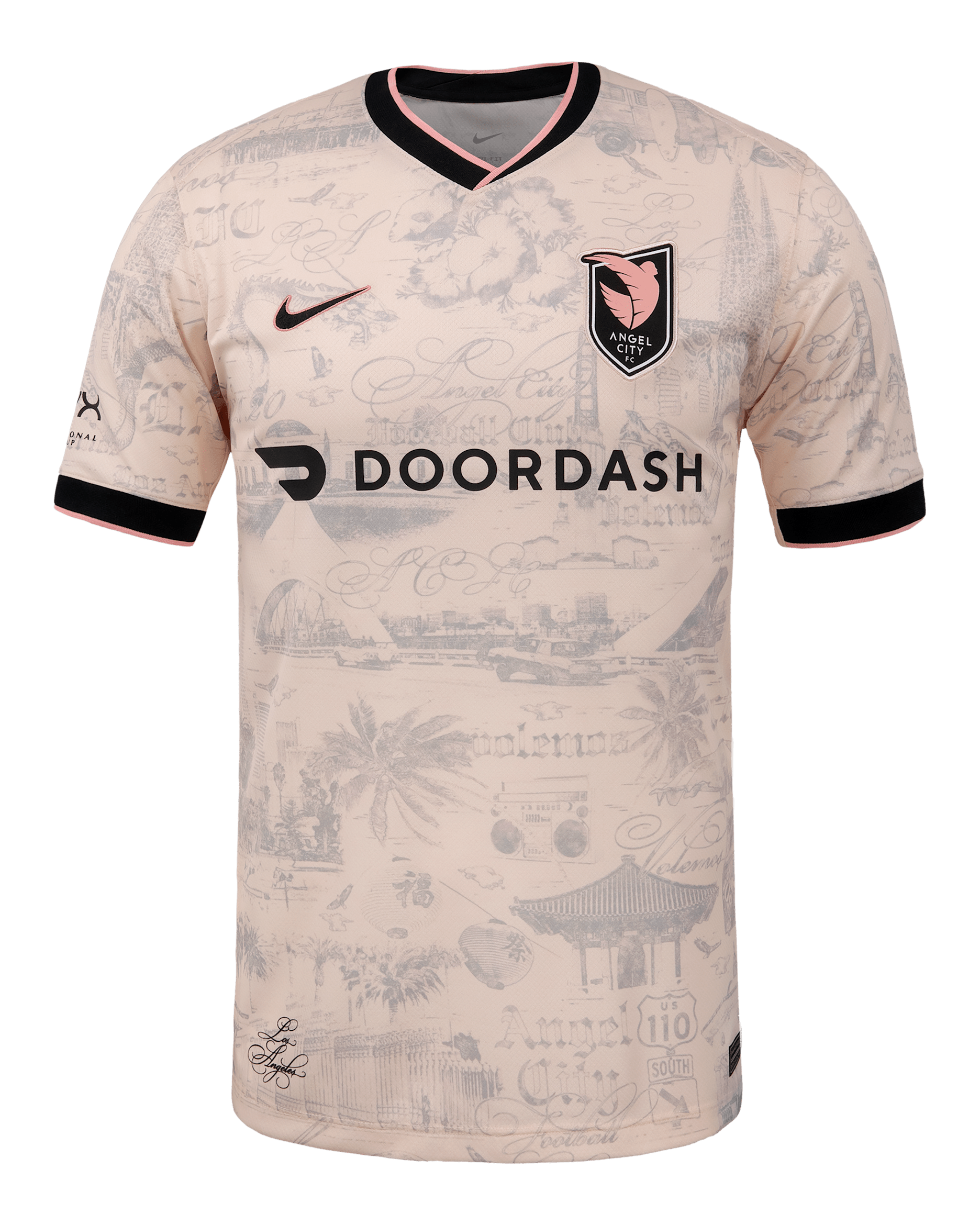 Jersey Nike Dri-FIT de la NWSL Replica para hombre Angel City FC visitante 2025 Stadium Alyssa Thompson - Rosa suave claro/Gris atmósfera