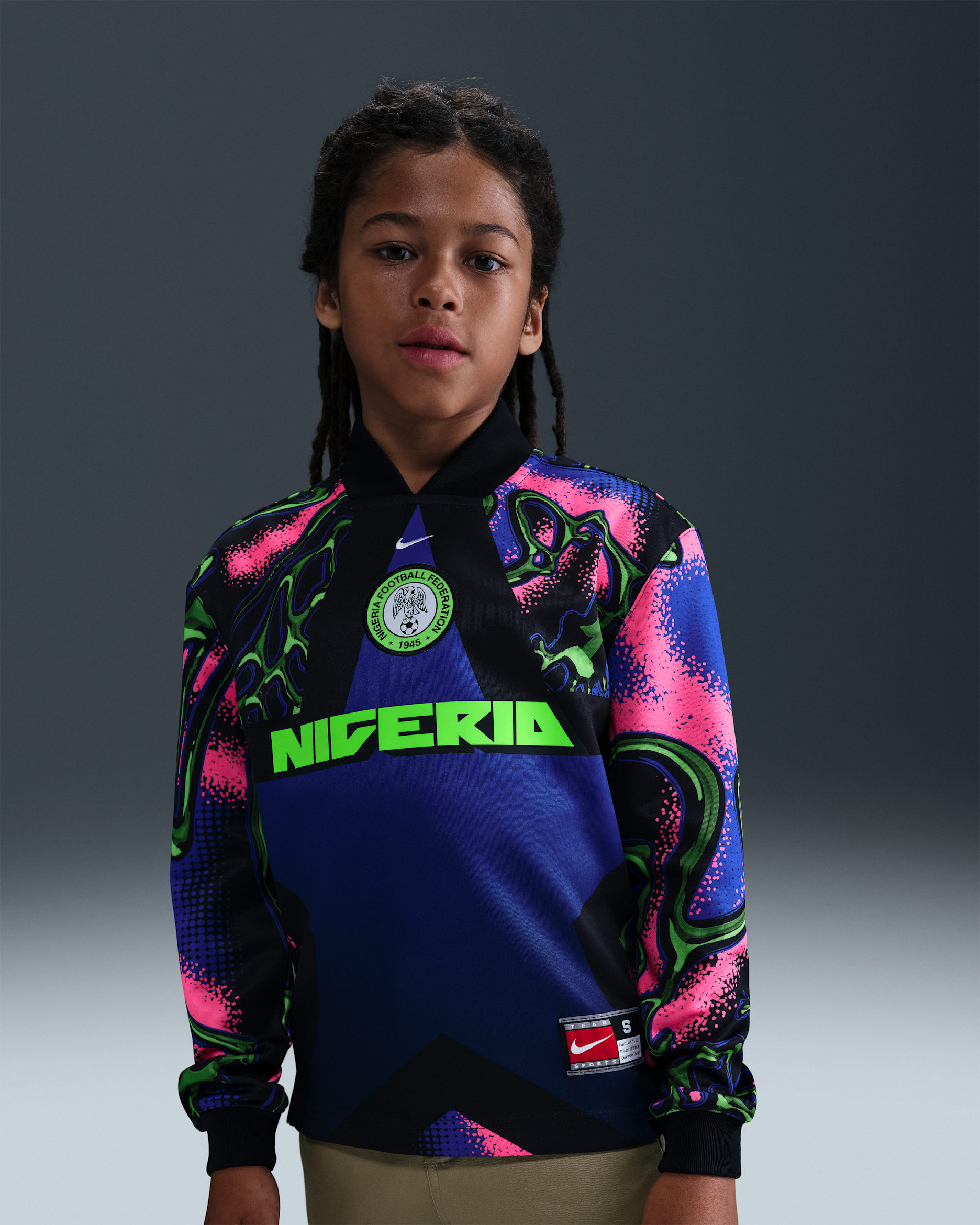 Fotbollströja målvakt Nigeria Nike Dri-FIT för ungdom - Svart/Hyper Pink/Vit