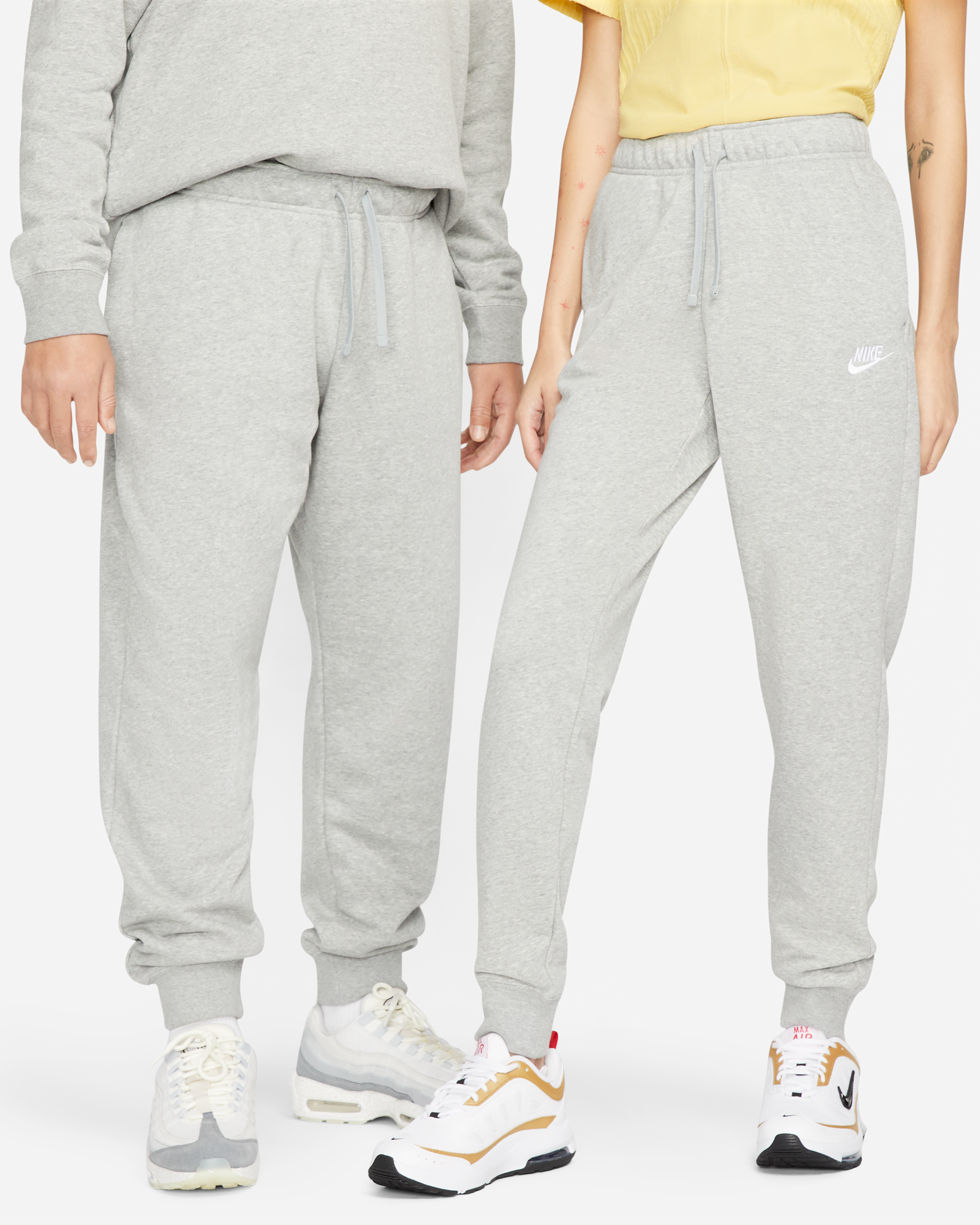 Nike Sportswear Club Fleece Women's Mid-Rise Joggers - Dark Grey Heather/White
