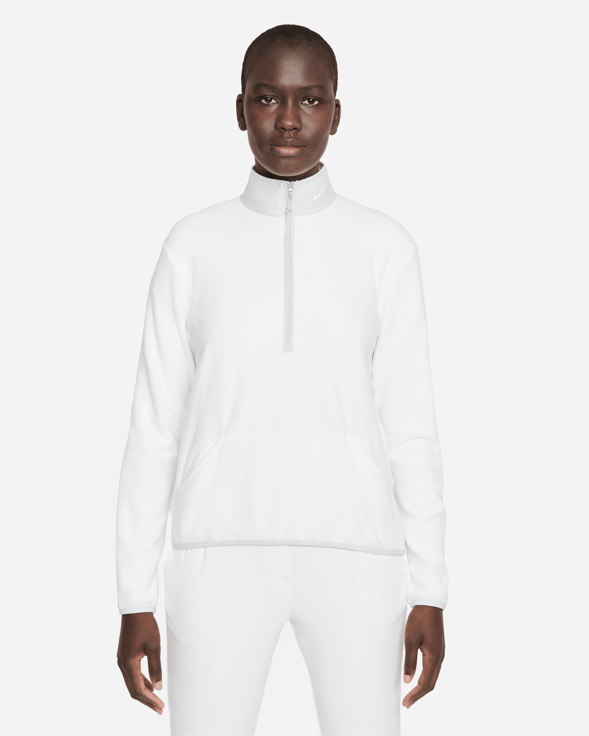 Parte superior de golf de medio cierre y manga larga para mujer Nike Therma-FIT Victory - Blanco/Polvo fotón/Blanco