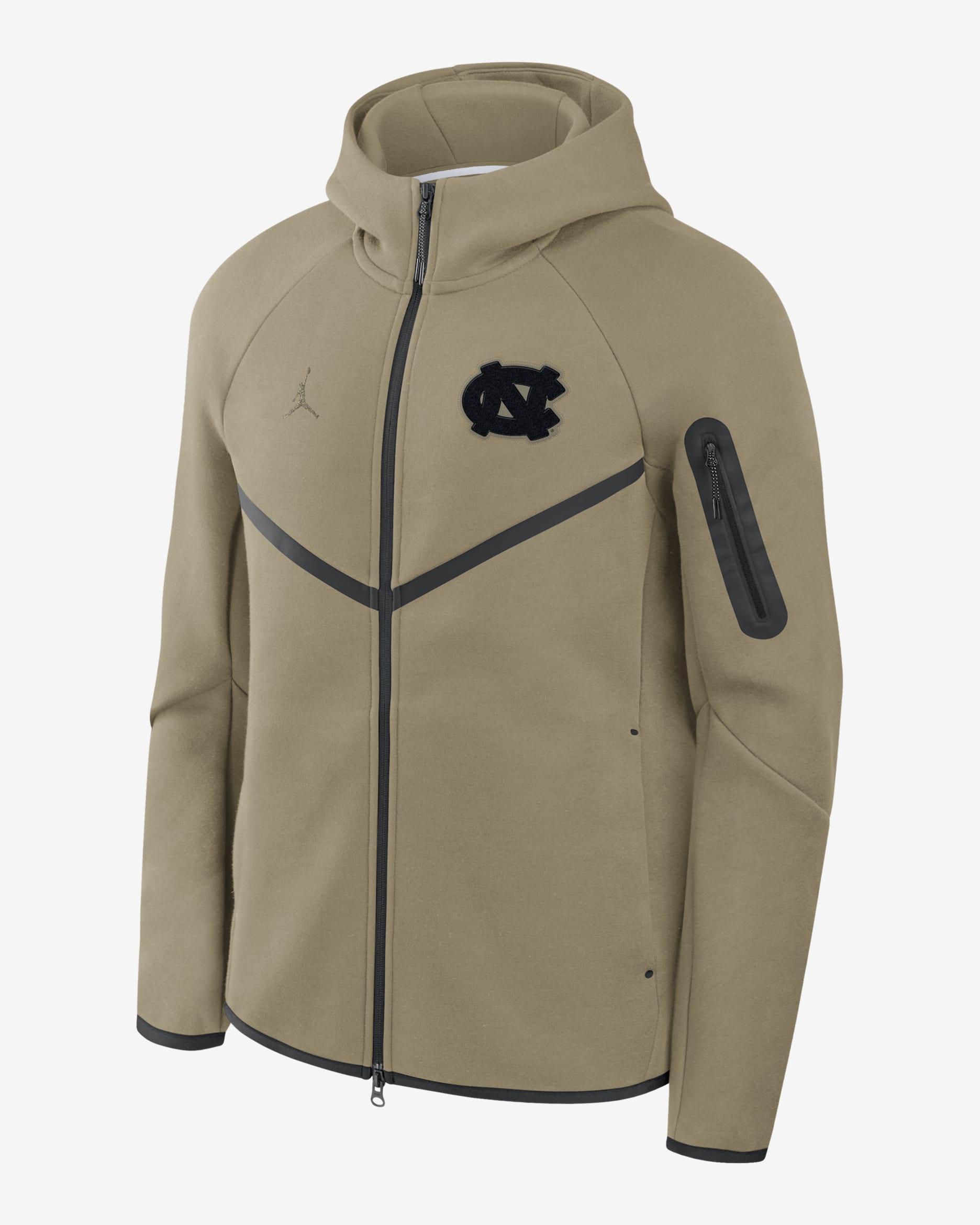 North Carolina Tech Fleece Windrunner Men's Jordan Brand College Full-Zip Hooded Jacket - Olive