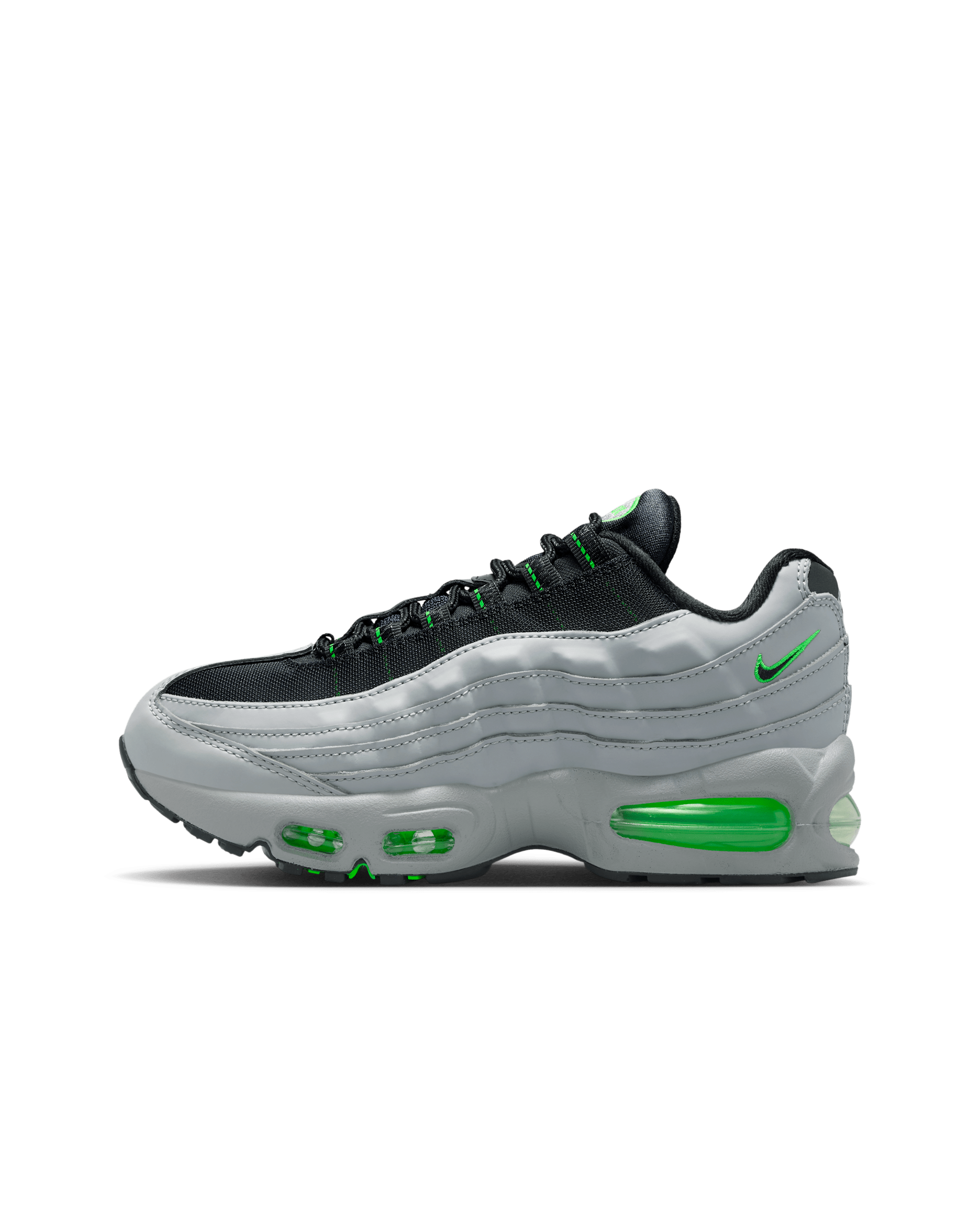 Nike Air Max 95 sko til store barn - Light Smoke Grey/Green Strike/Hvit/Svart