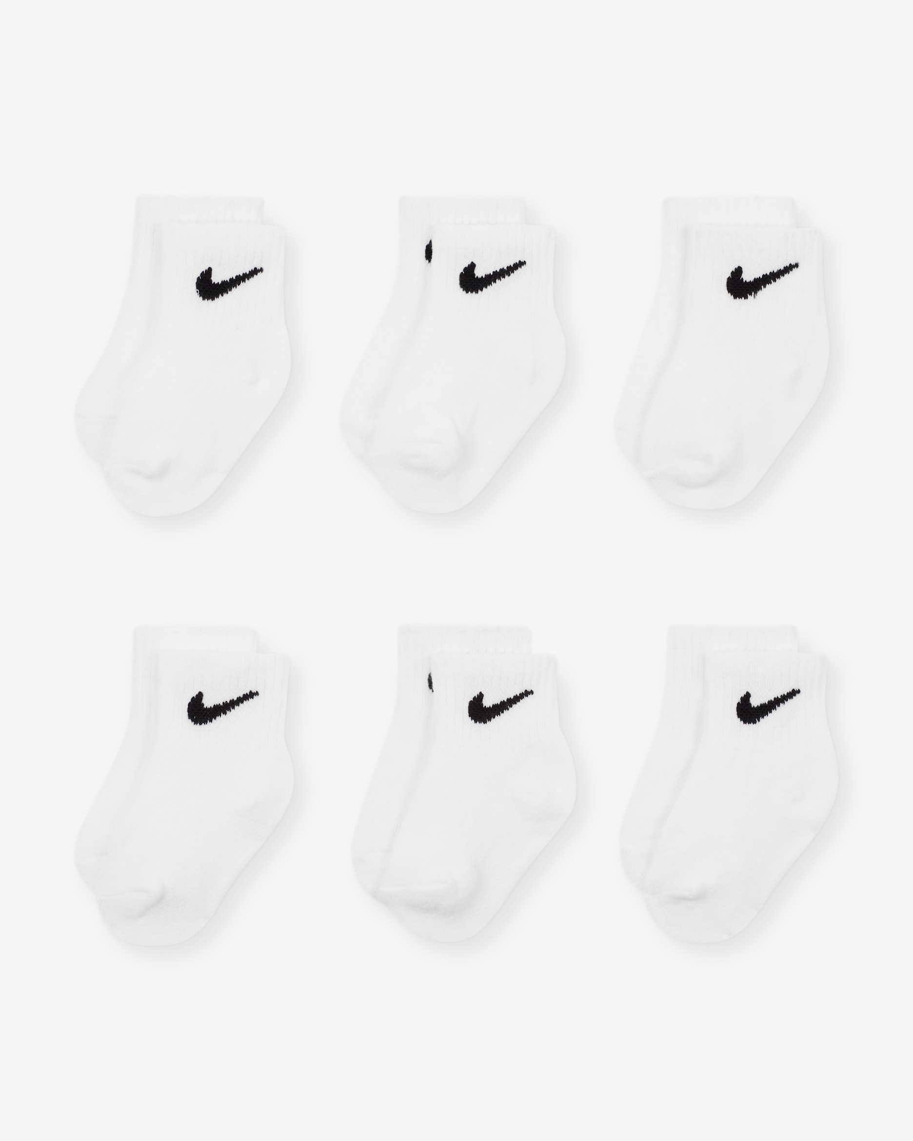 Nike Swoosh Baby/Toddler Ankle Socks (6 Pairs) - White