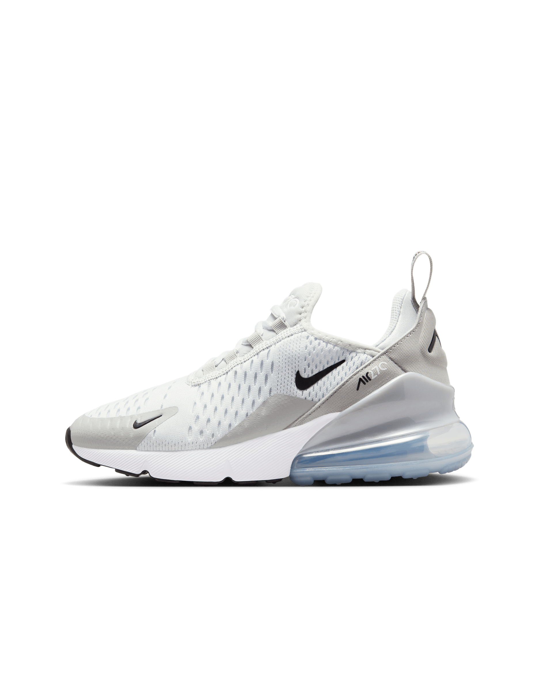 Nike Air Max 270 Kinderschoenen - Pure Platinum/Light Smoke Grey/Metallic Silver/Zwart